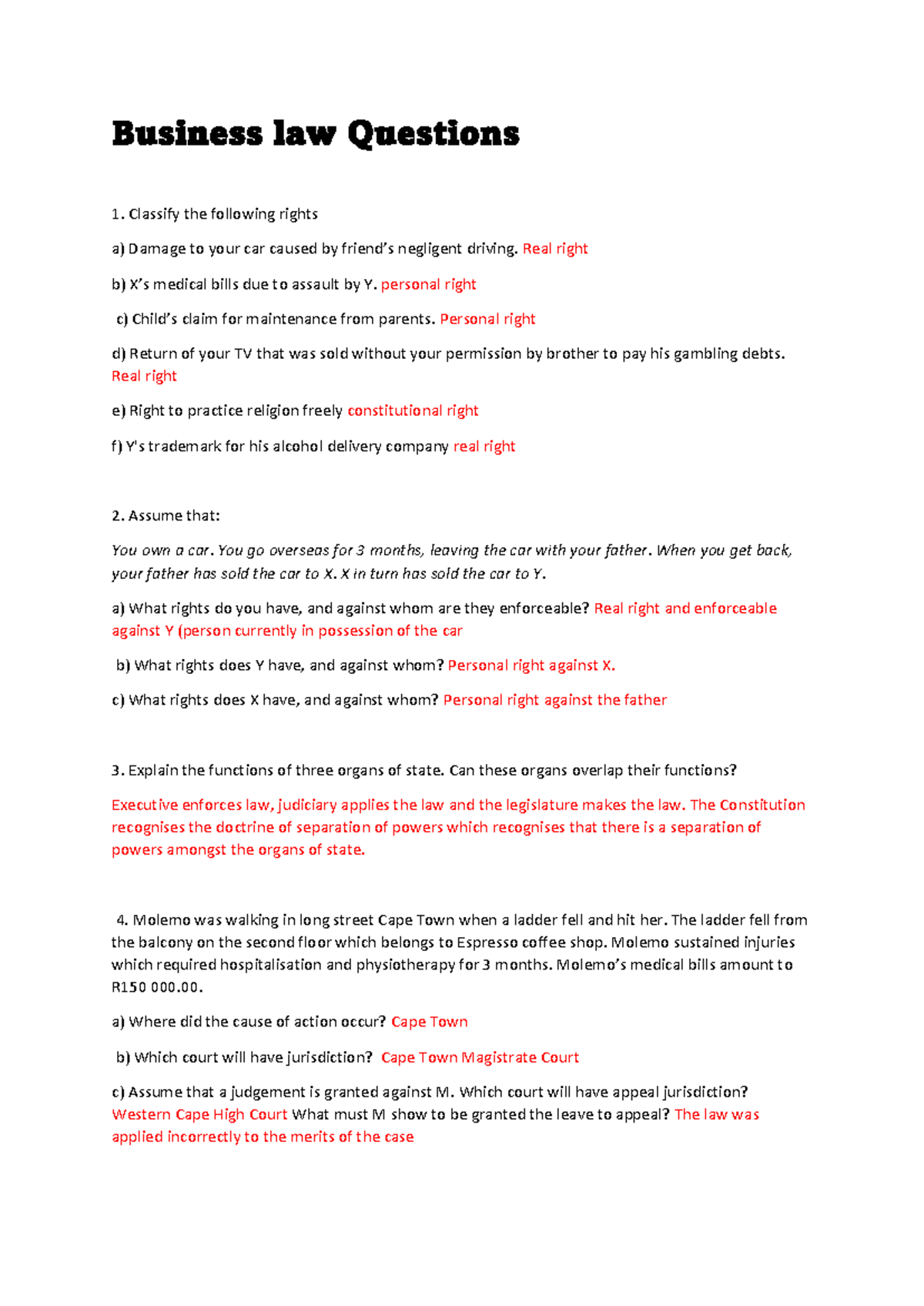 Business Law Questions & Answers - Full Test 1 (BL101) - Studocu