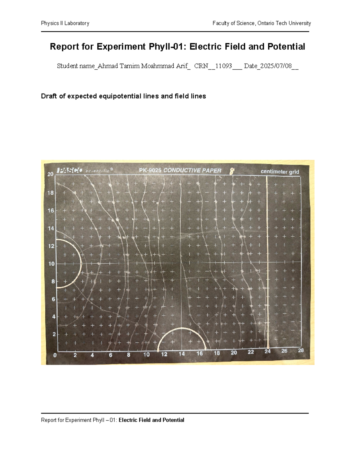Lab Report: PhyII 01 - Electric Field & Potential Experiment - Studocu