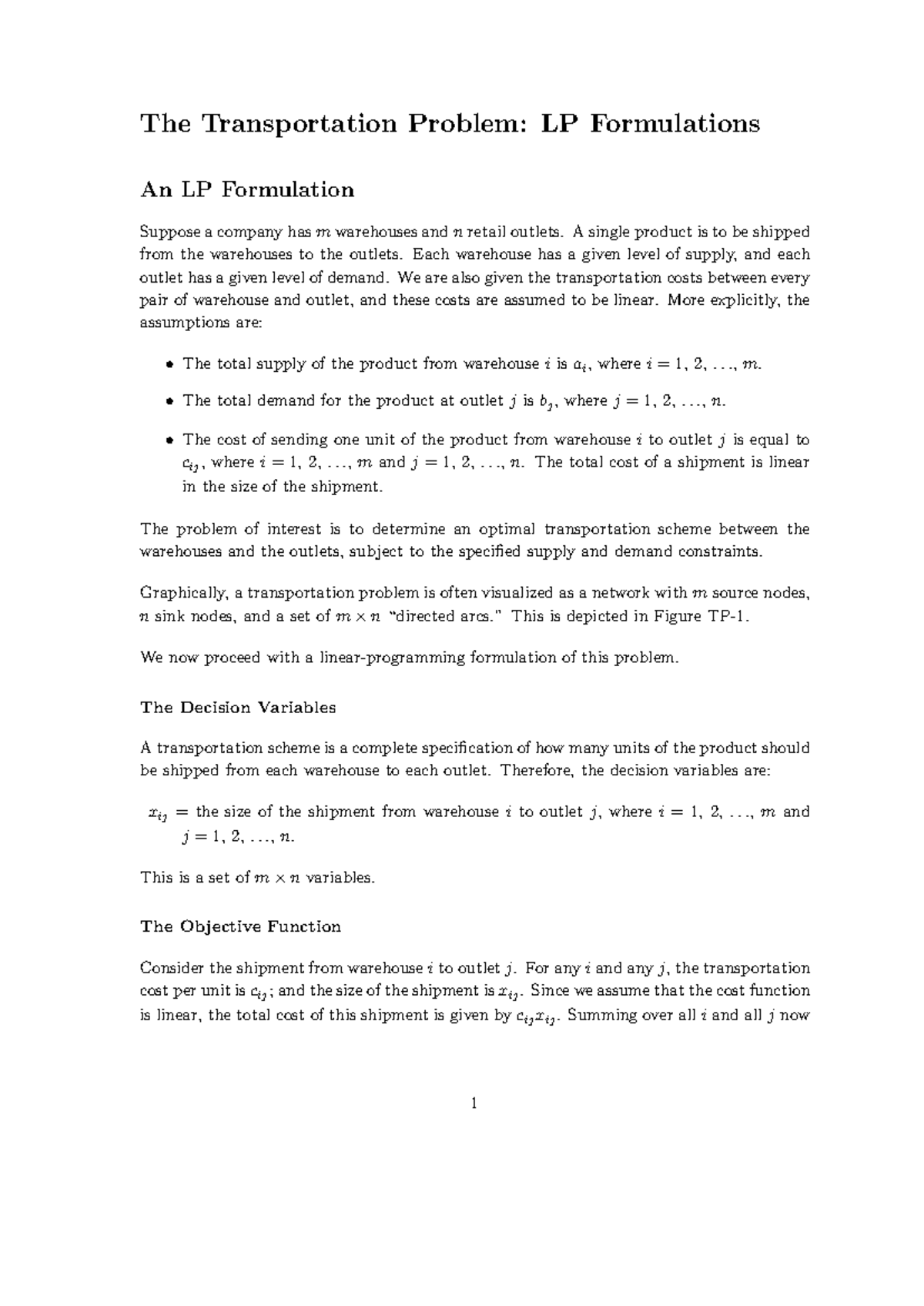 TP1: Transportation Problem LP Formulation and Analysis - Studocu