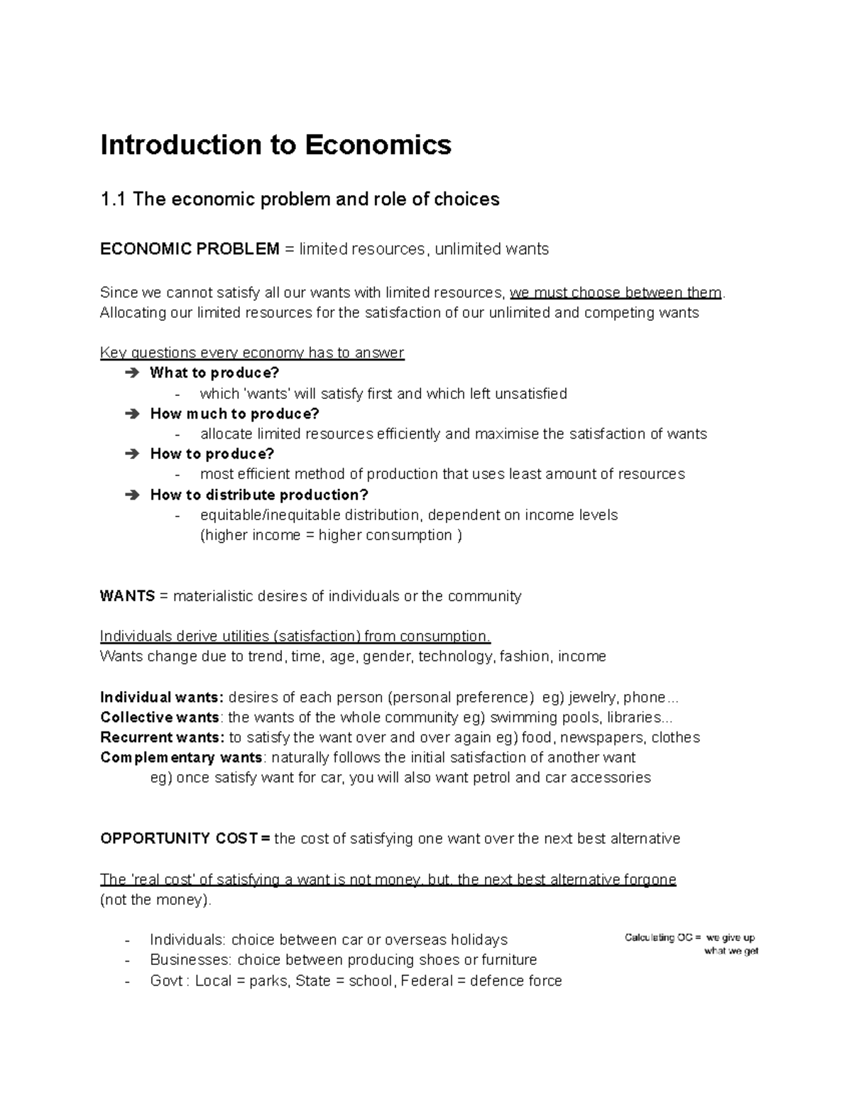 ECO Prelim - Economic Problem & Resource Allocation Notes - Studocu