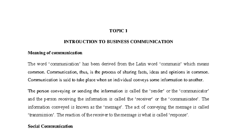 Coms - Introduction to Business Communication Concepts - Studocu