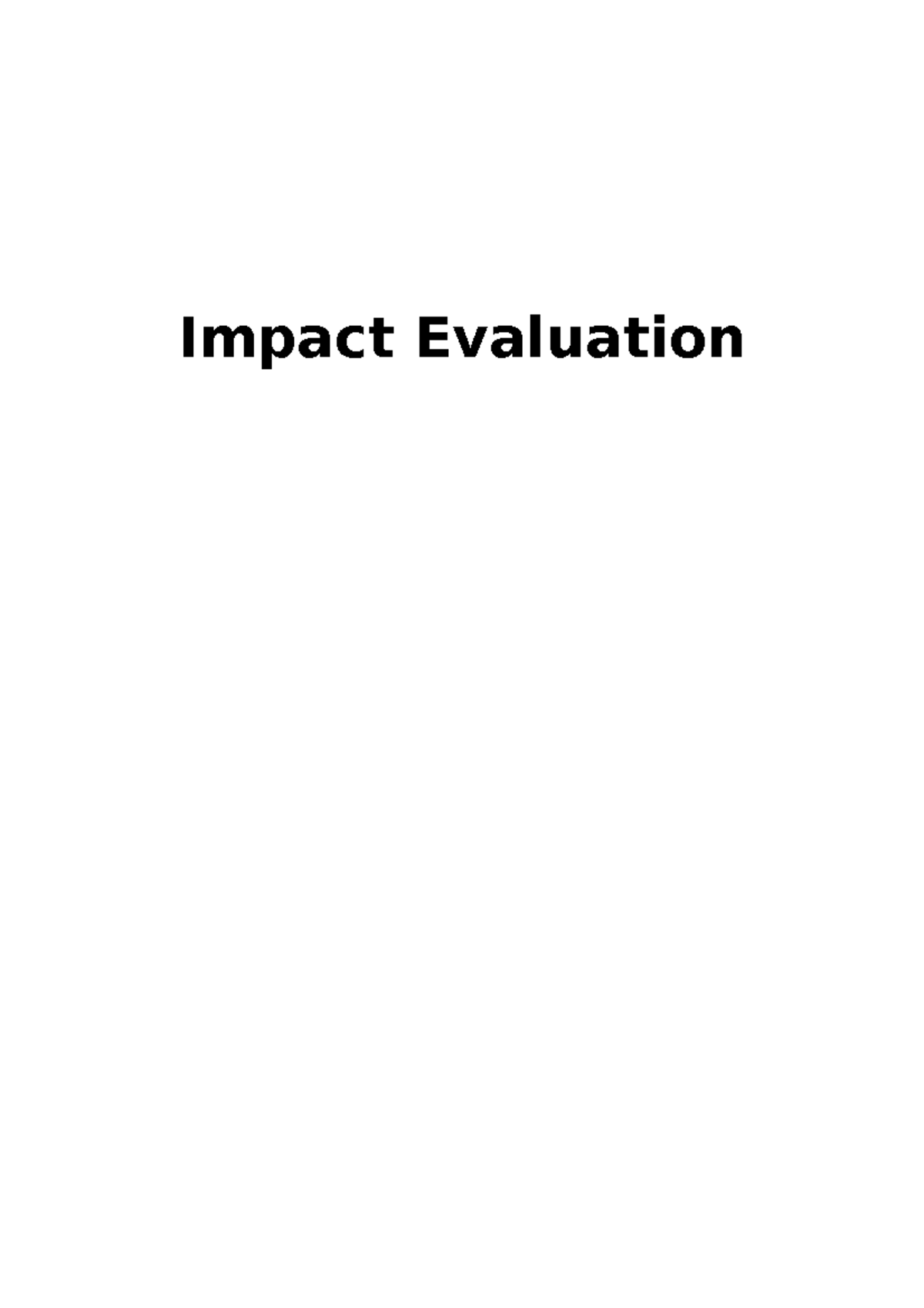 Impact Evaluation Lectures: Key Concepts and Methodologies - Studeersnel