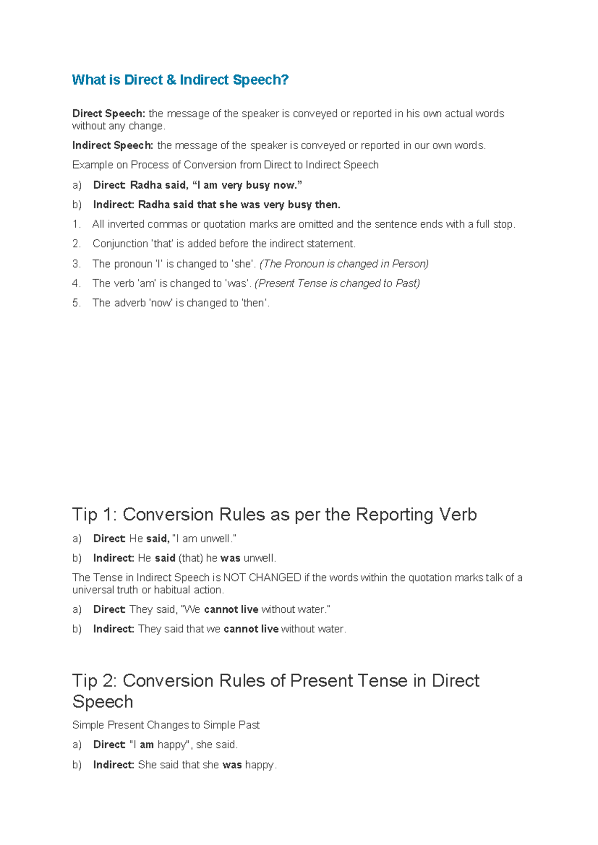 Understanding Direct and Indirect Speech: Conversion Rules and Tips ...