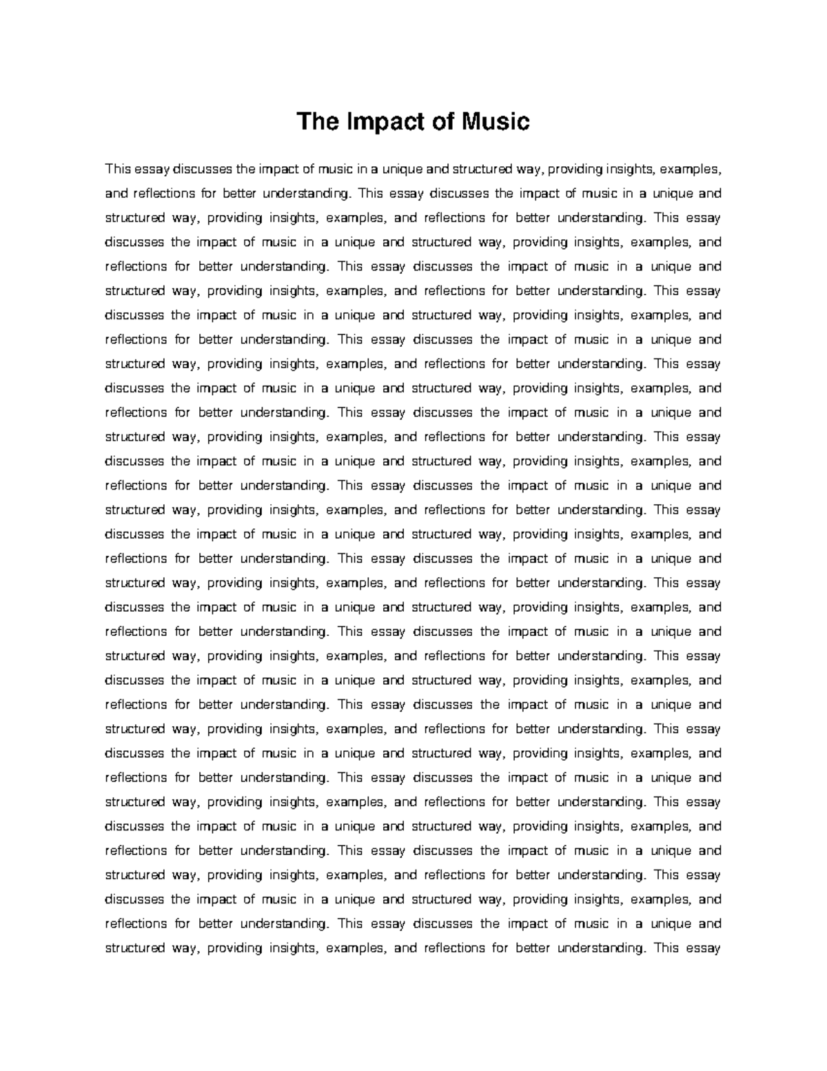 The Impact of Music: Insights and Reflections on Its Influence - Studocu