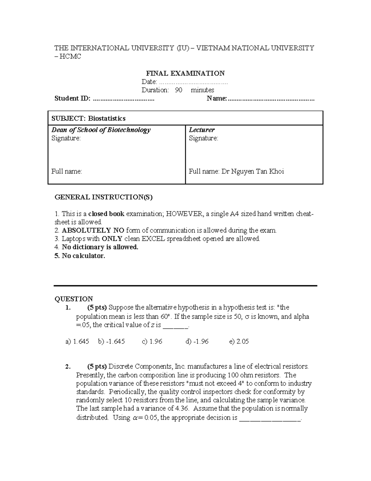 Biostatistics Final Exam Spring 2021 - Comprehensive Examination Guide ...