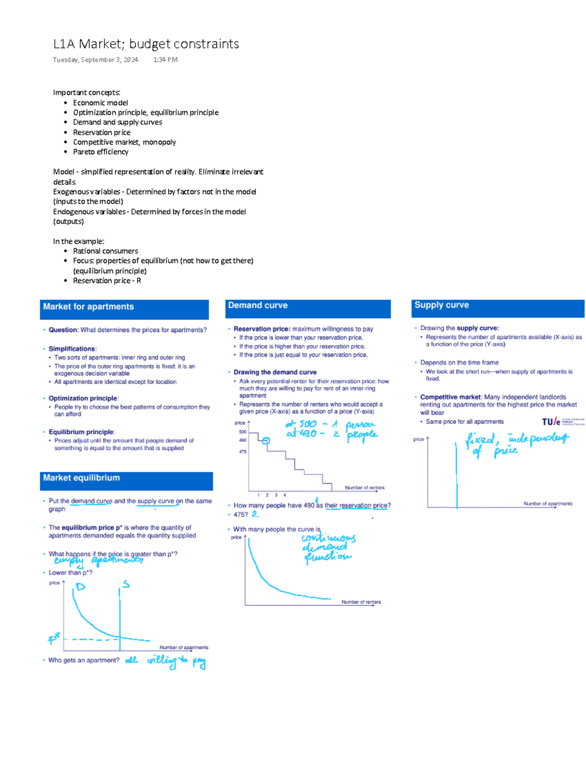 Lecture 1A - Important concepts: - Economic model - Optimization ...