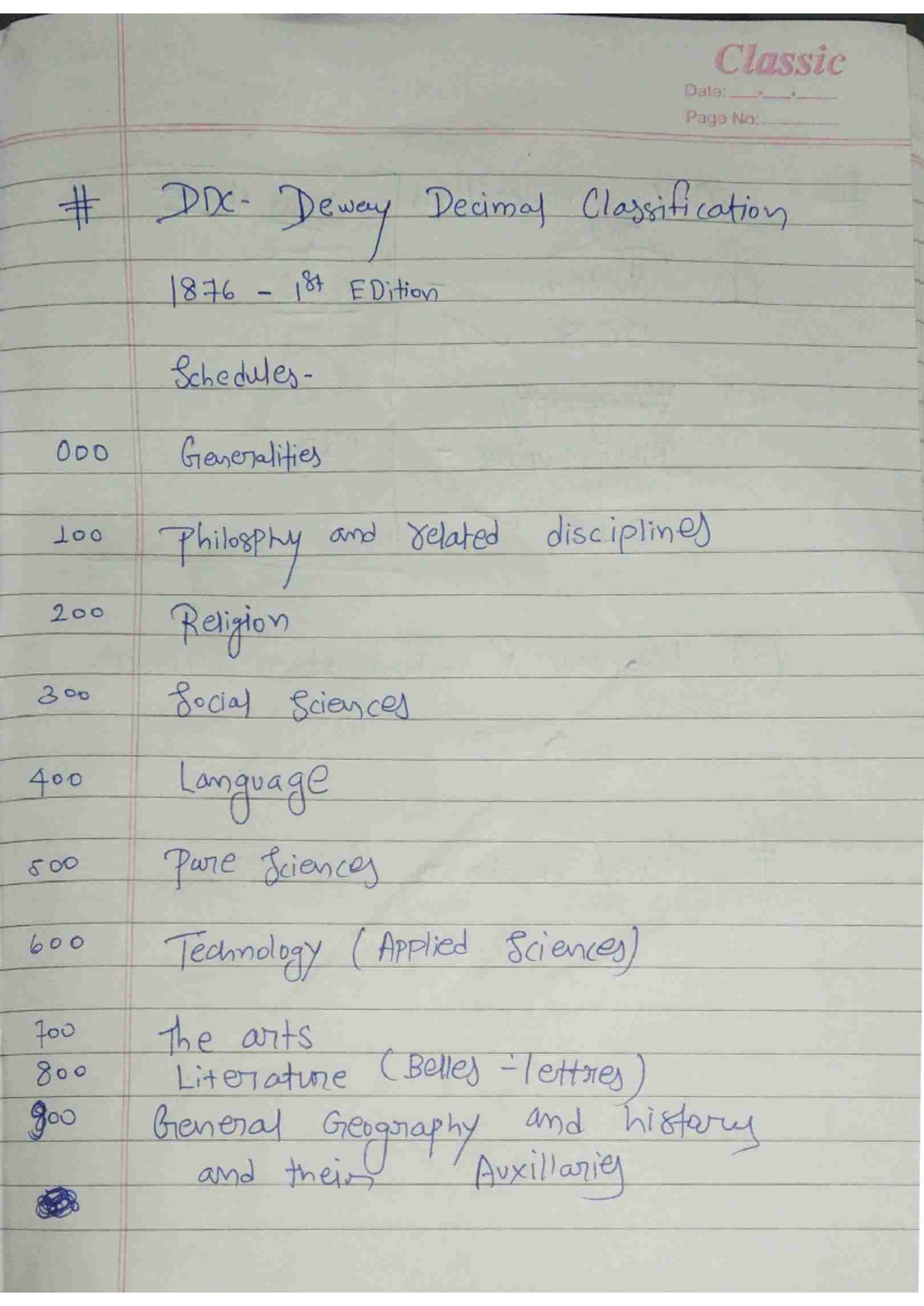 B.Lib DDC - Practice Notes on Dewey Decimal Classification - Studocu