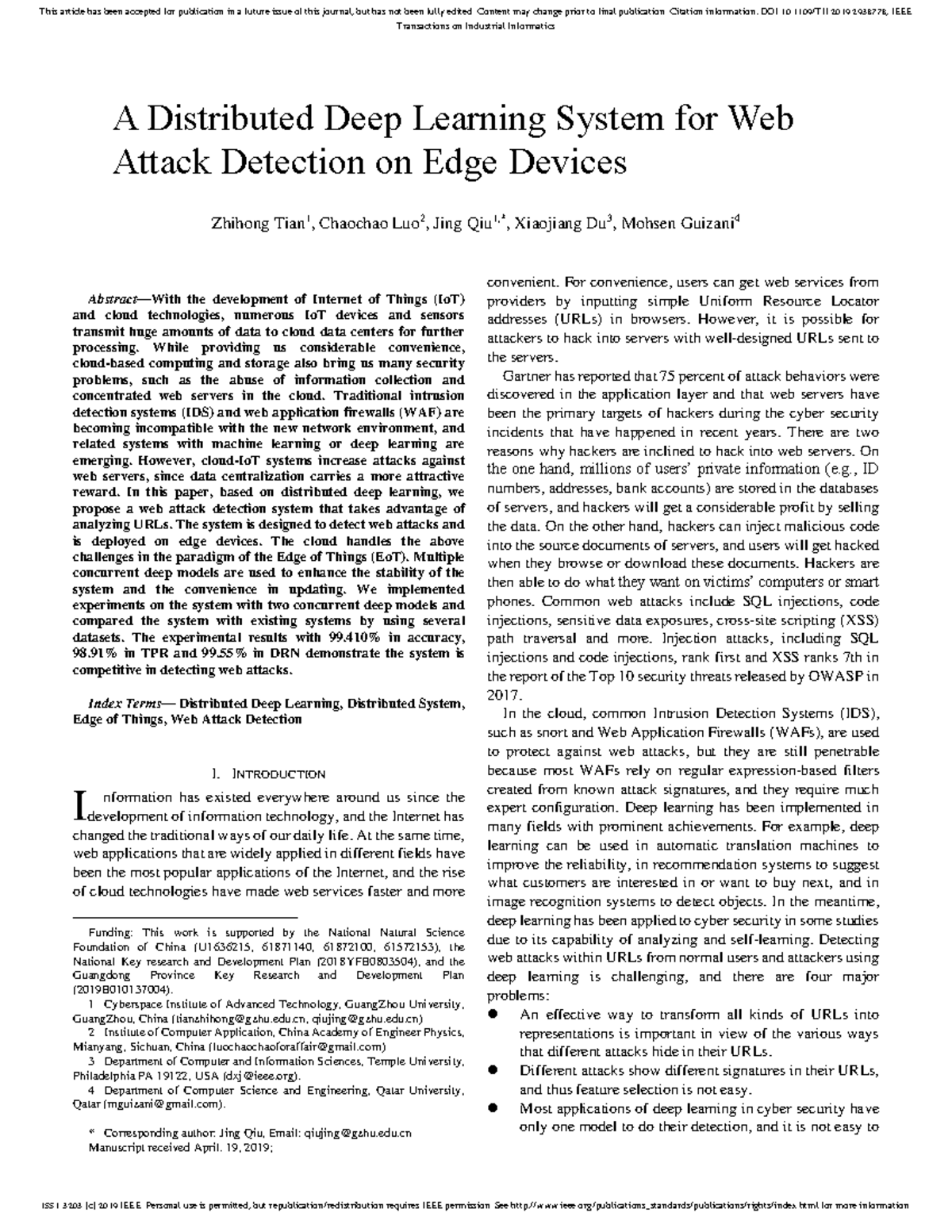 A Distributed Deep Learning System for Web Attack Detection on Edge ...