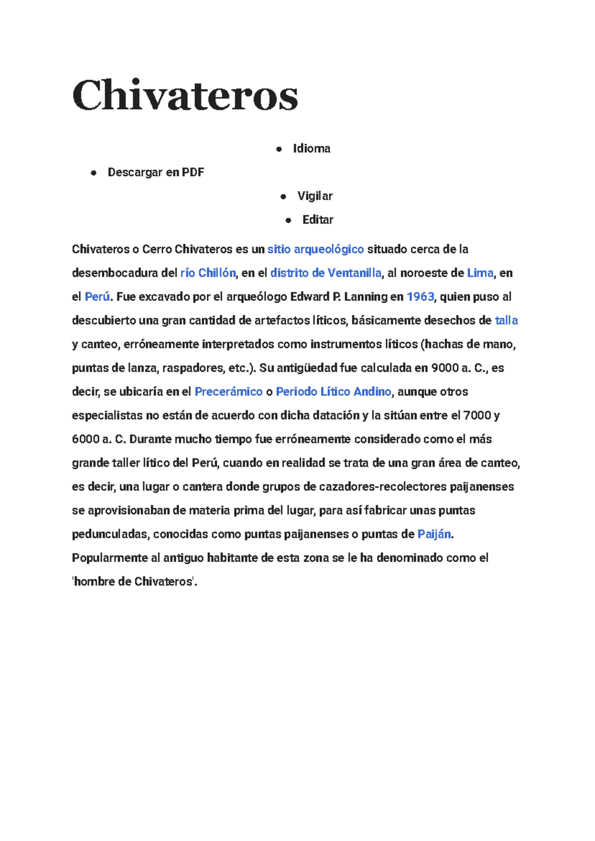 Cultura Chivateros: Un Análisis Arqueológico del Sitio Precerámico - Document Preview