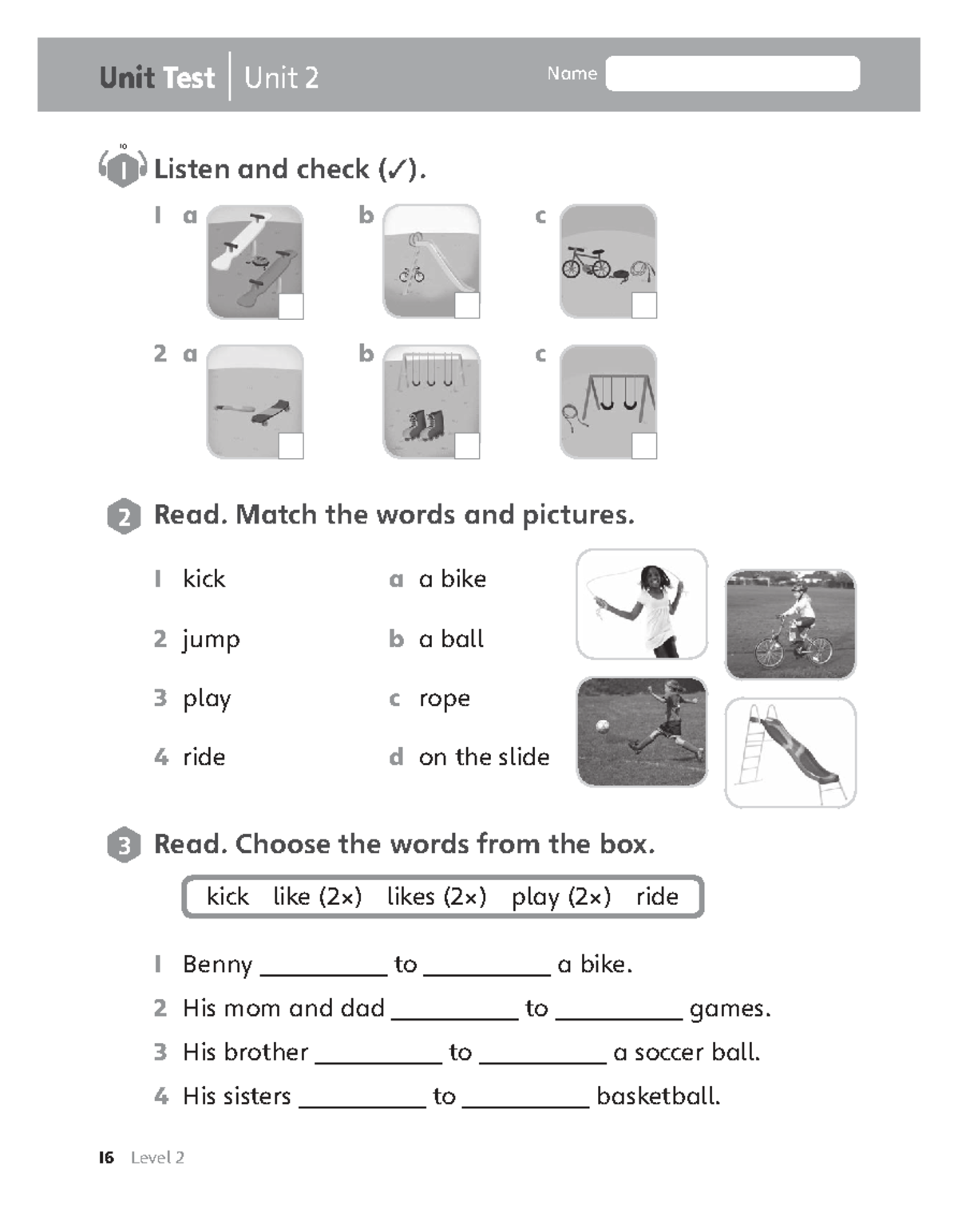 Unit Test M02: Big English Level 2 - Unit 2 Listening & Reading - Studocu