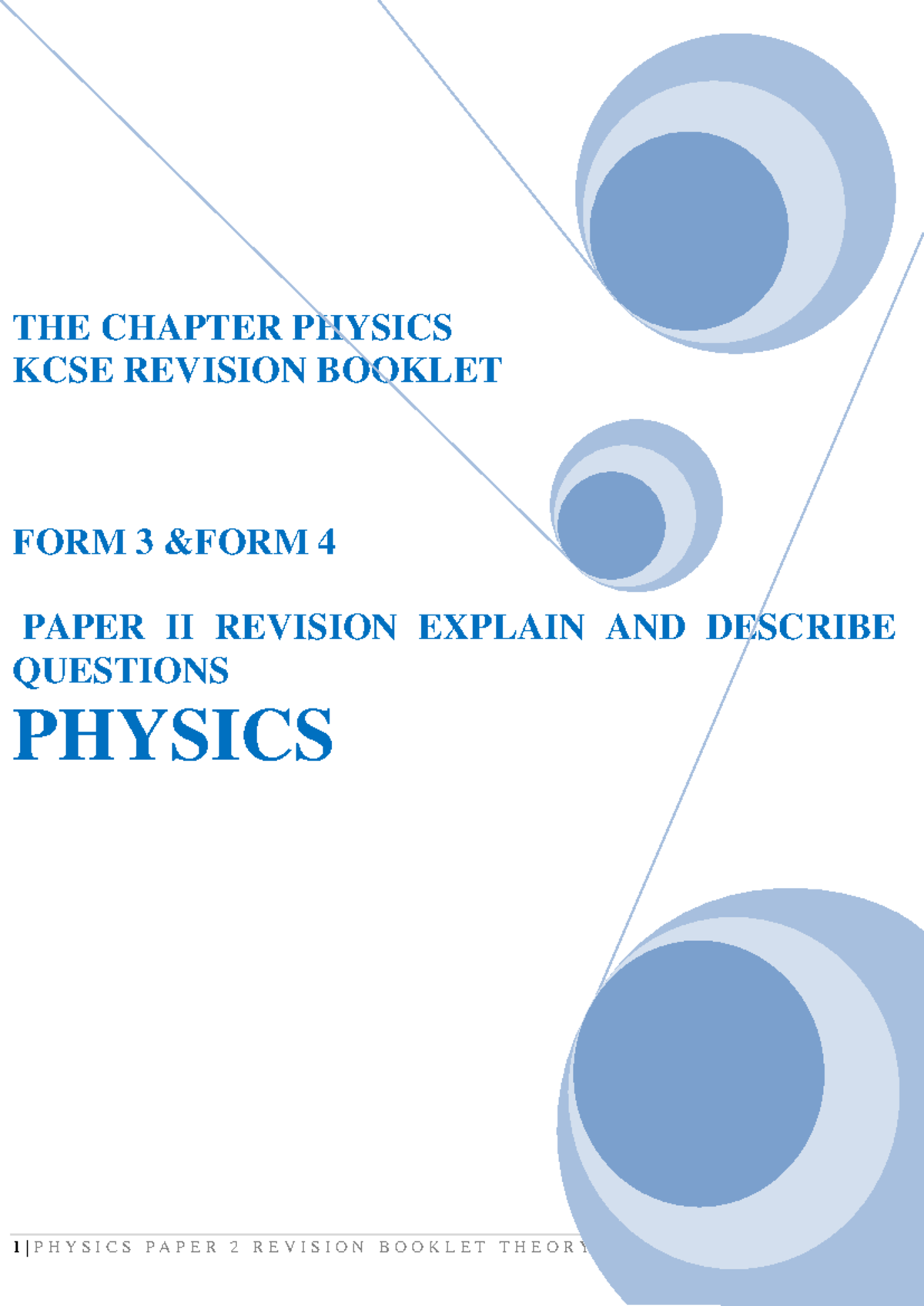 FORM 3 & 4 PHYSICS KCSE REVISION PAPER 2 QUESTIONS & ANSWERS - Studocu