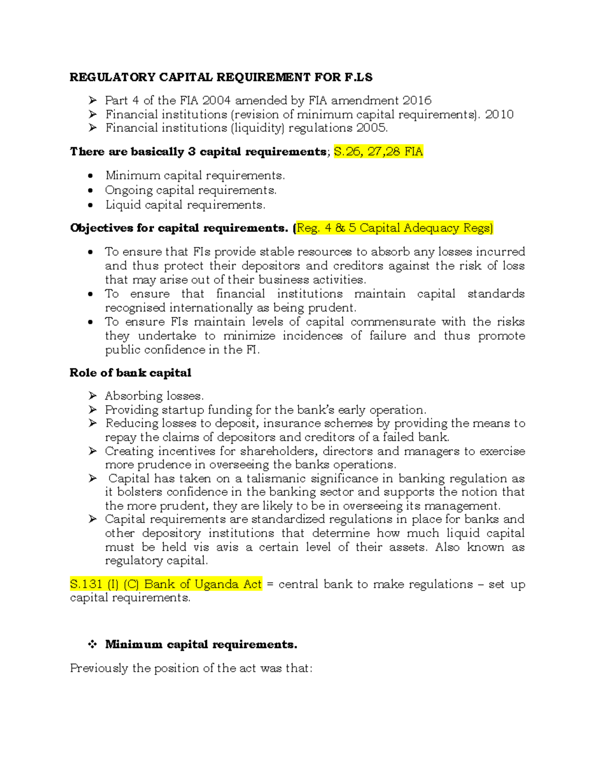 Regulatory Capital Requirements for Financial Institutions - FIA 2004/ ...