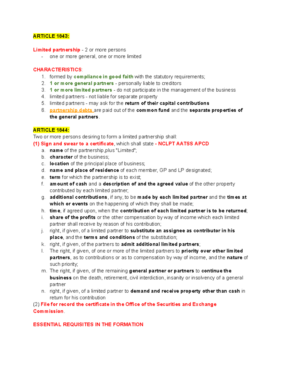 Law on Partnership - Chapter 4 - ARTICLE 1843: Limited partnership - 2 ...