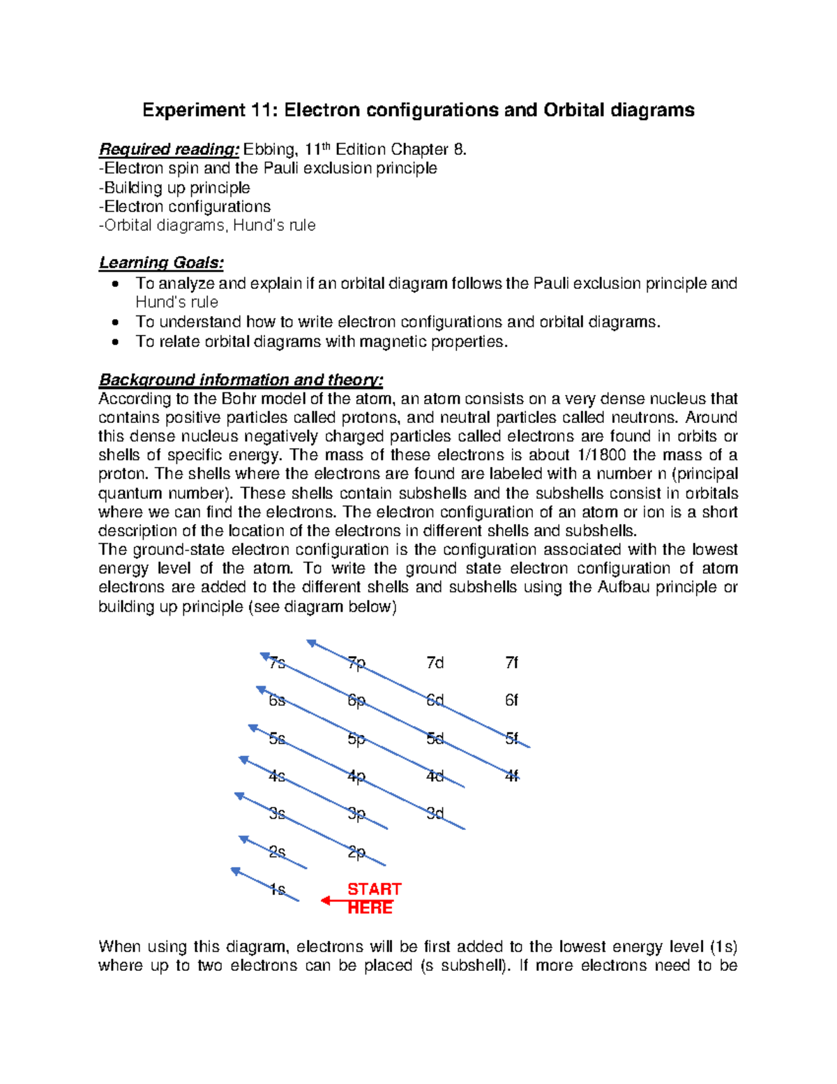 Experiment 11: Understanding Electron Configurations & Orbital Diagrams ...