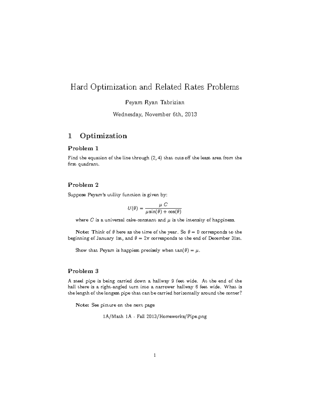 Harder Optimization & Related Rates Problems (Berkeley) - Studocu