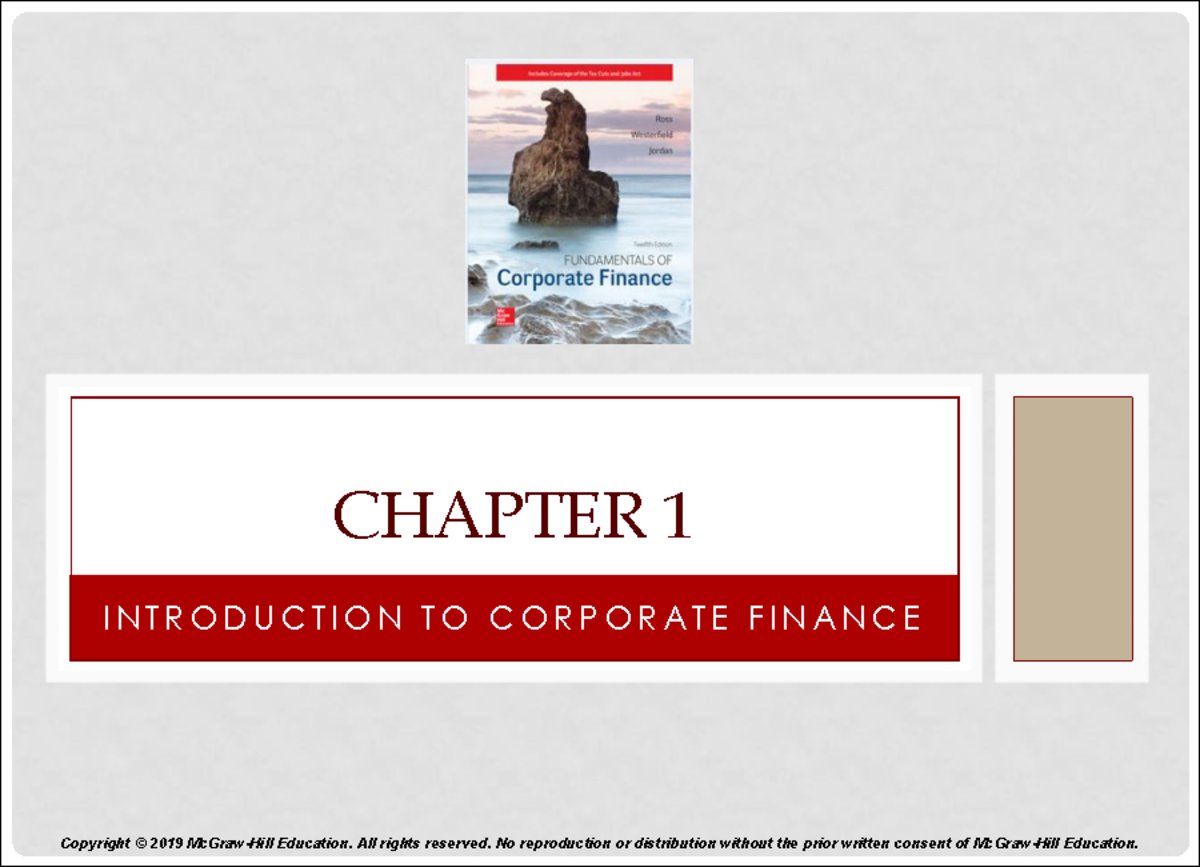 CHAP 1 - Introduction to Corporate Finance: Key Concepts & Decisions ...