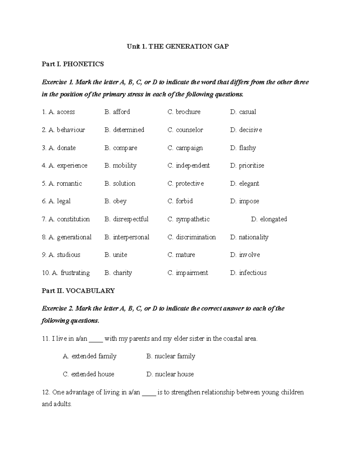 Bai tap Trac nghiem tieng anh lop 12 - Hoang Xuan Khoa (no key) - Unit ...