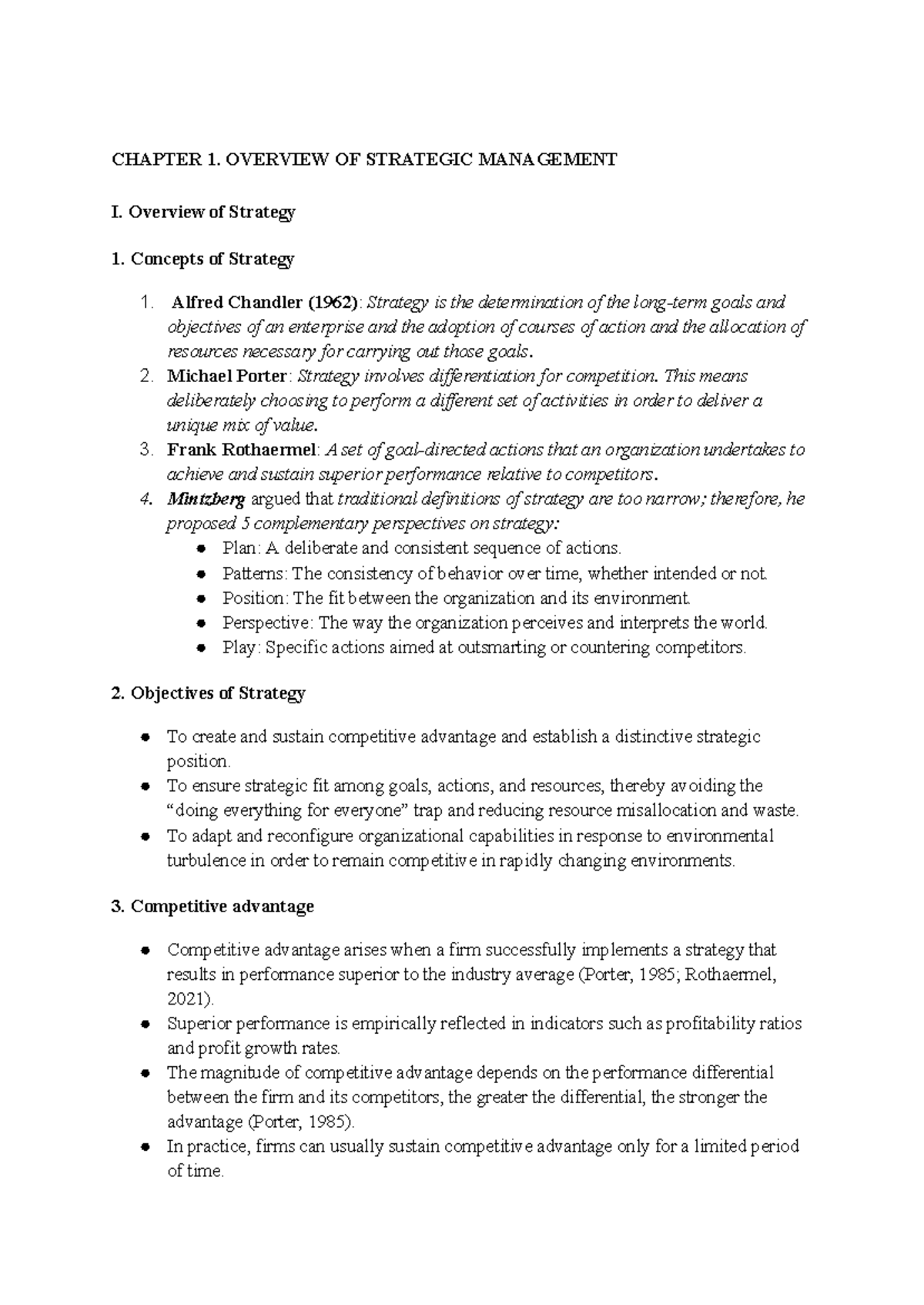 CHAPTER 1: STRATEGIC MANAGEMENT OVERVIEW (INBOUND 3366) - Studocu