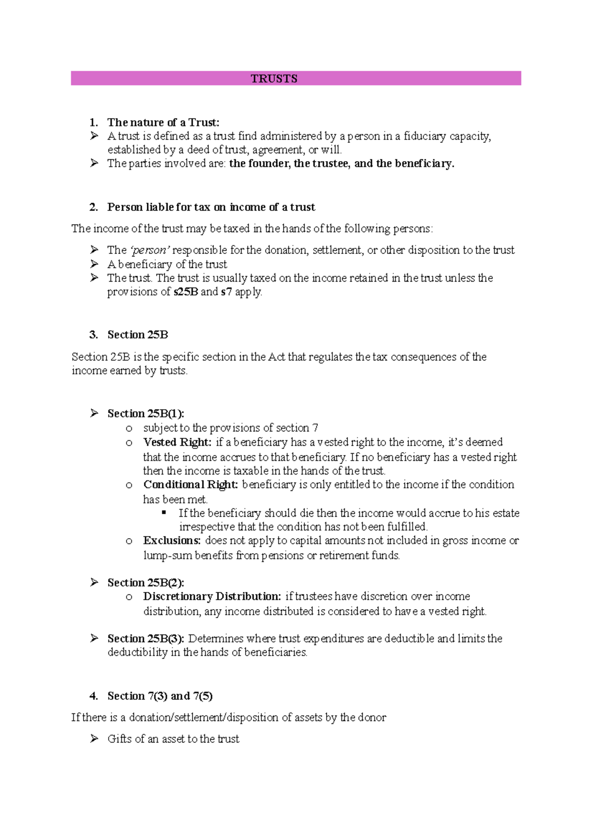 TRUSTS 1: Understanding Trust Nature and Tax Implications - Studocu