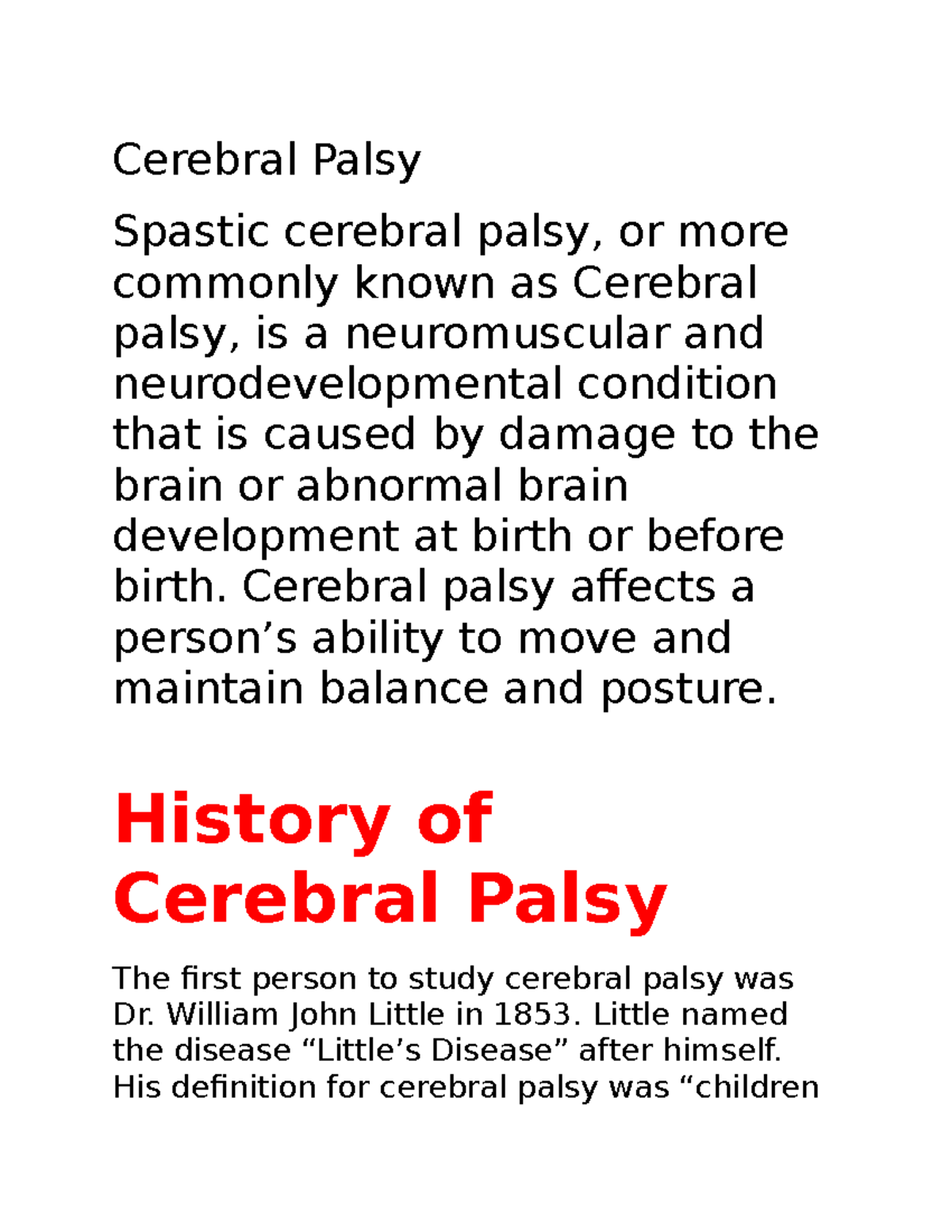 Cerebral Palsy Children Ppt