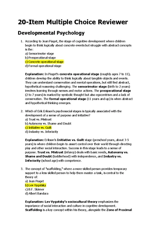 Developmental Psychology 101: Simplified Review Notes & Examples - Studocu