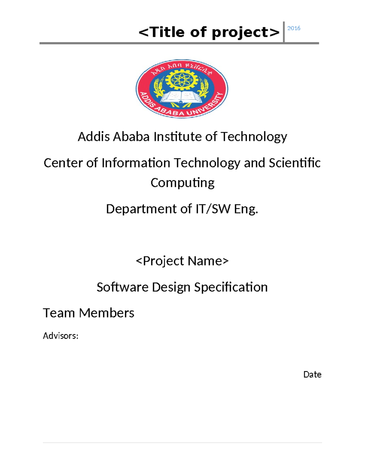 SDS Template for Software Design Specification (SDS-Templet) - Studocu