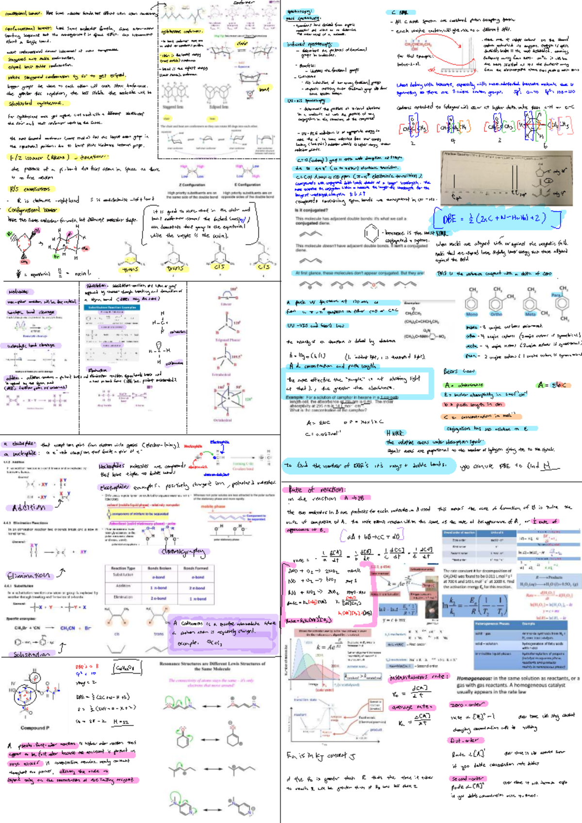 Chemistry 2 - Midterm Exam Cheat Sheet on Reaction Rates and ...