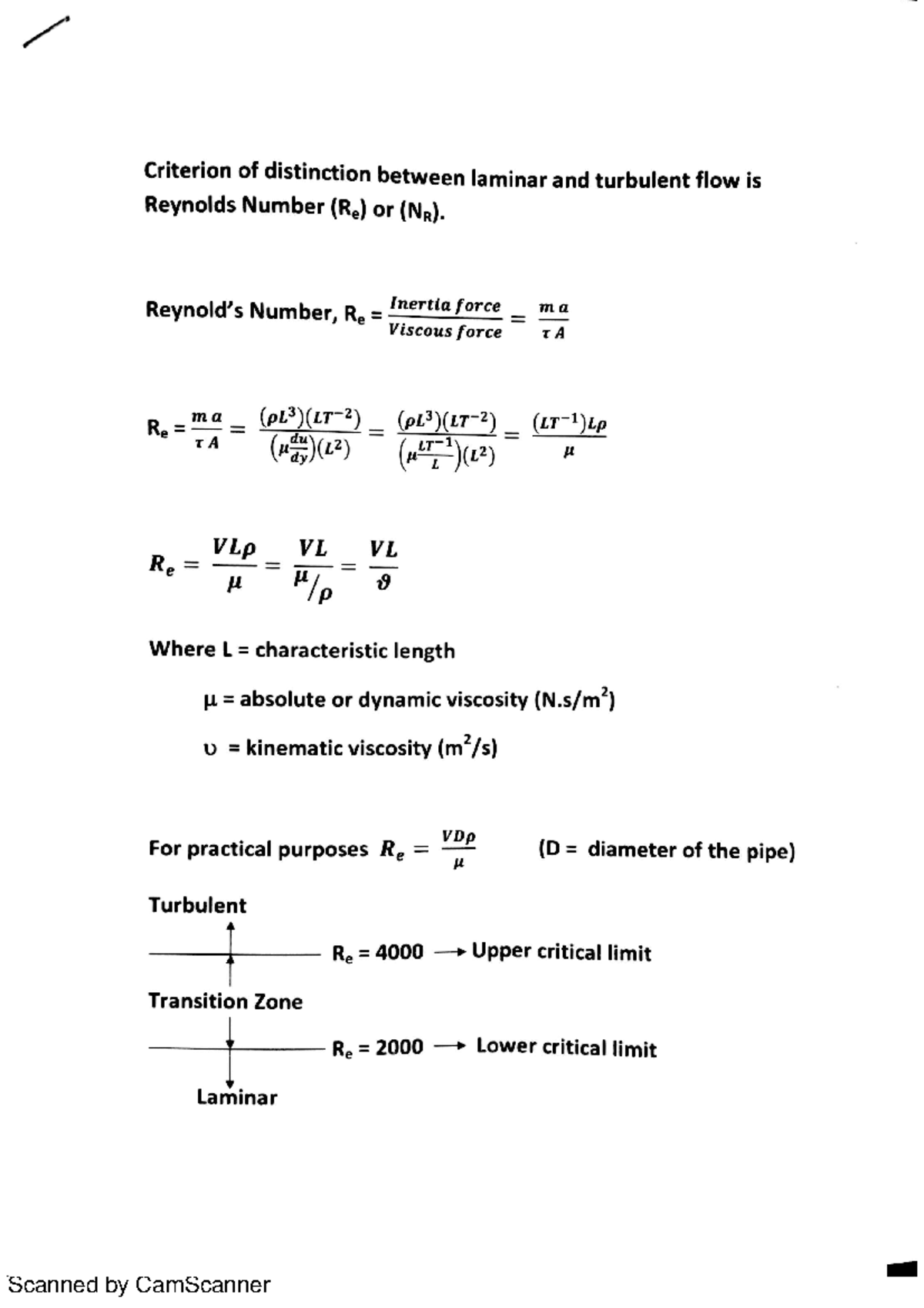 Fluid Mechanics: Distinction Between Laminar and Turbulent Flow - Studocu