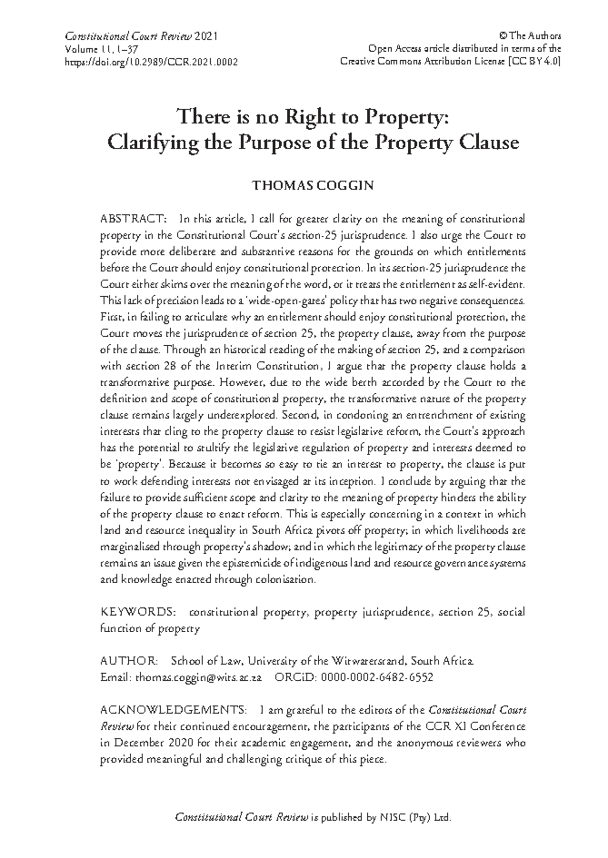 Constitutional Court Review 2021: Clarifying the Purpose of the ...