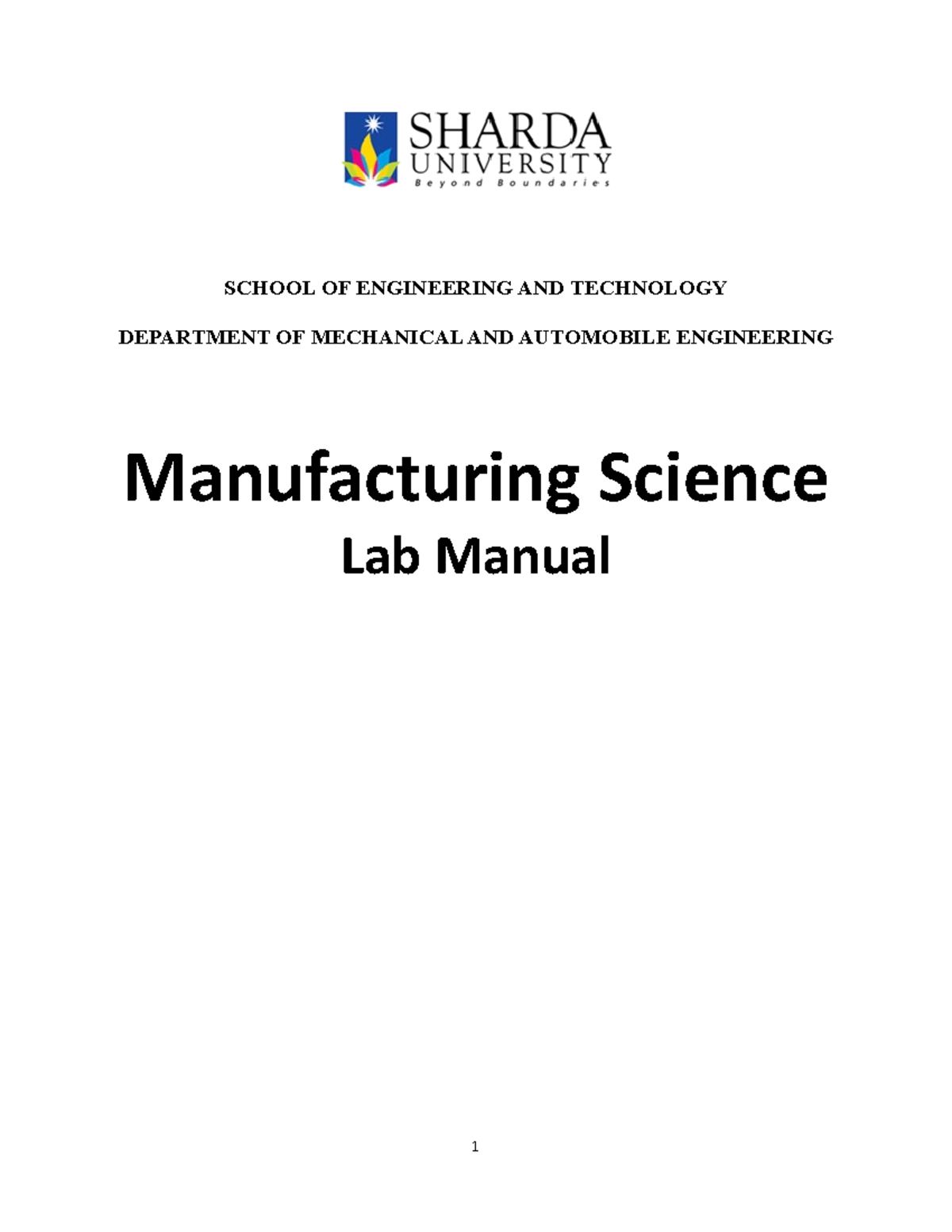 Manufacturing Science Lab Manual (M.E/A.E/C.E) - Experiment Guide - Studocu