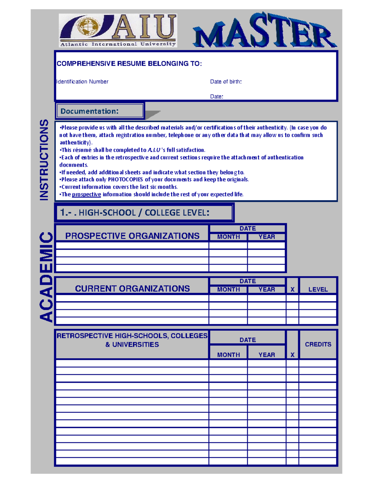 COMPREHENSIVE RESUME FORMAT FOR - Thumb 1200 1553