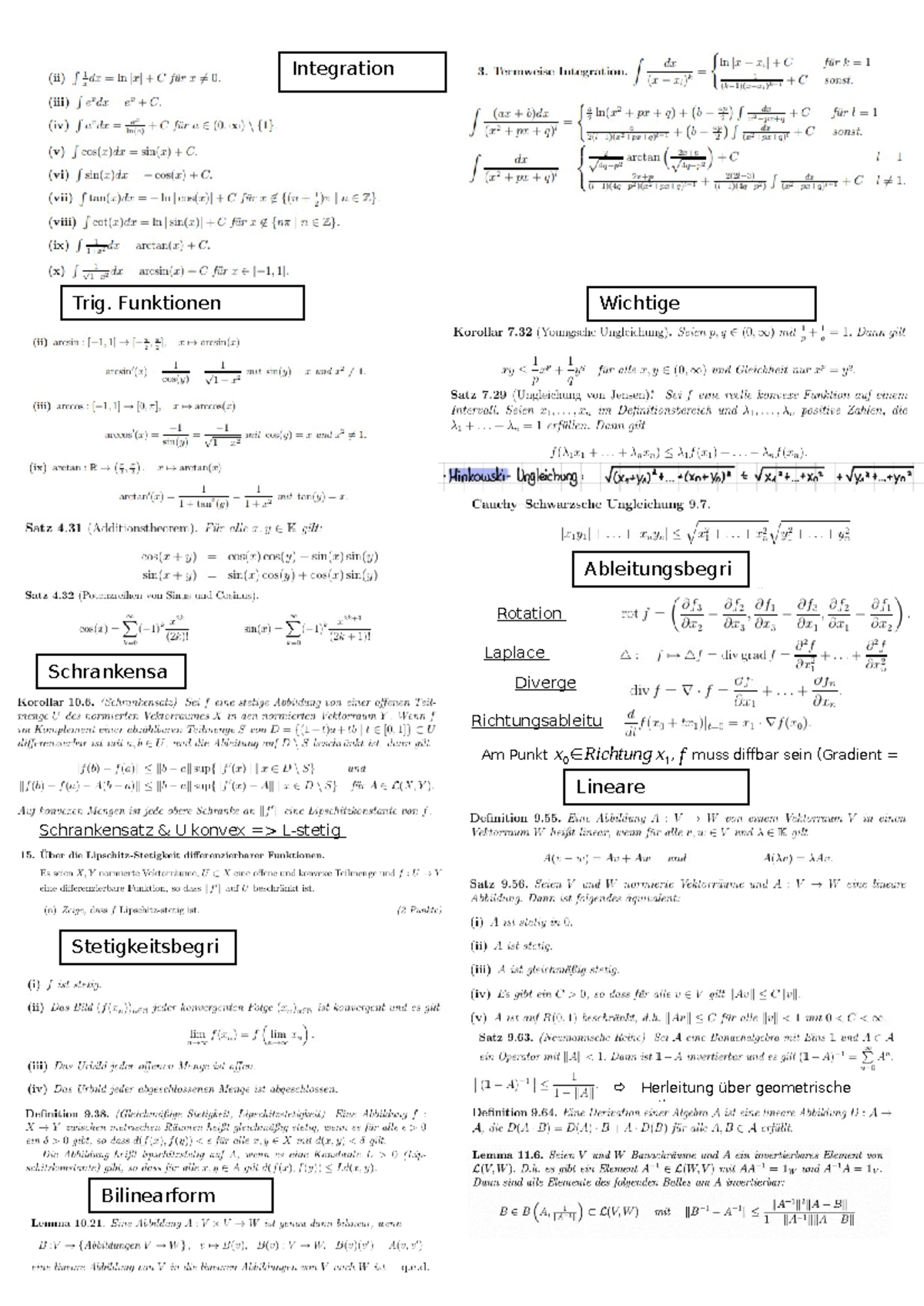 Analysis 2 Final Exam Cheat Sheet: Key Concepts and Definitions - Studocu