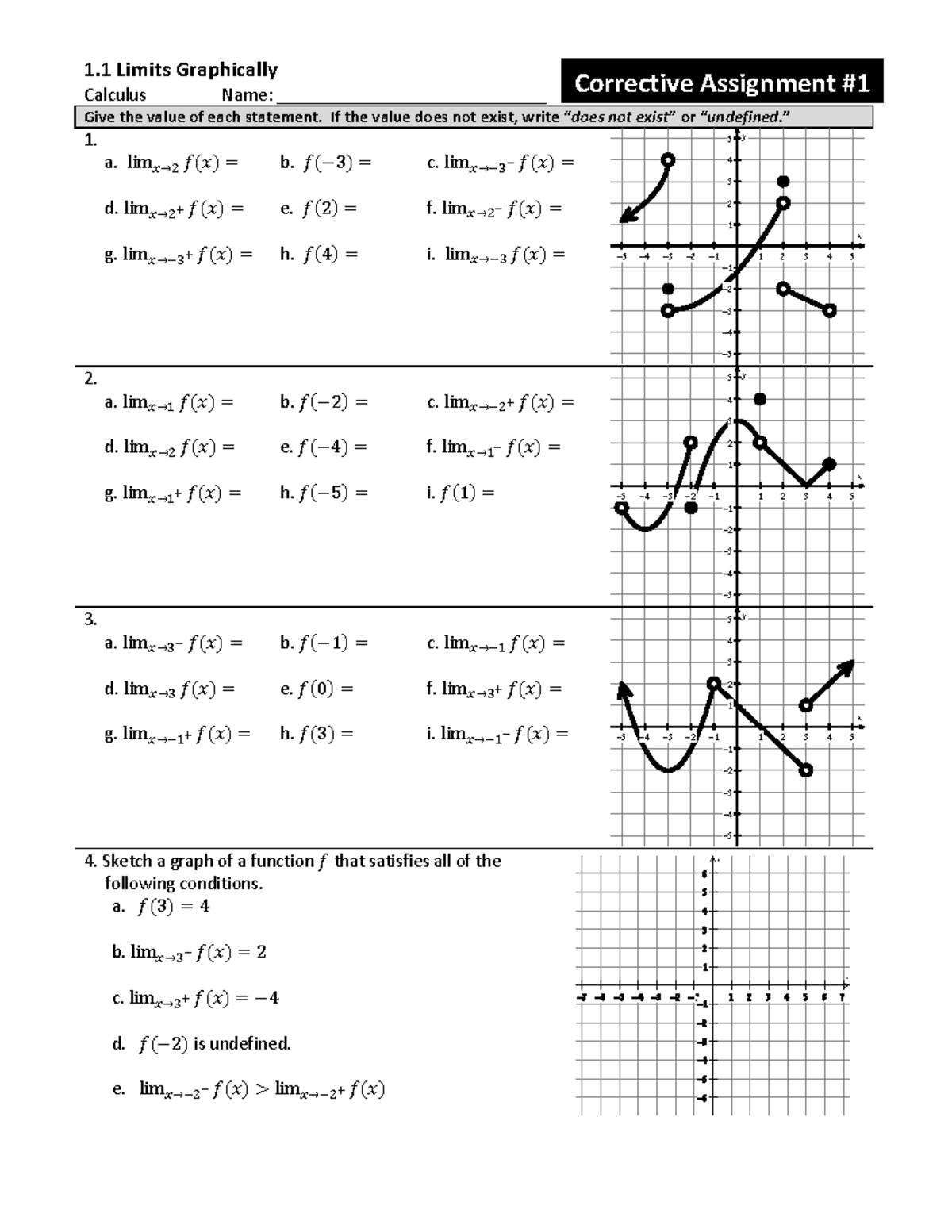 C 1 - He 1.1 Limits Graphically: Corrective Assignment - Studocu