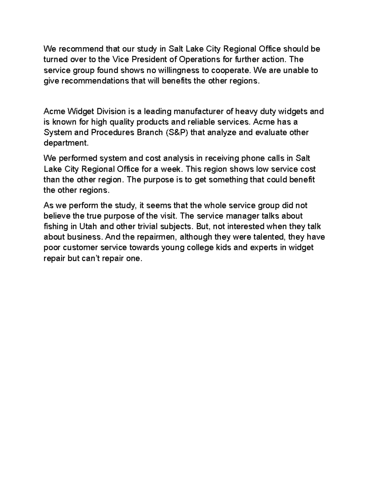 Business Writing Skills - Lecture Notes on Service Analysis - Studocu