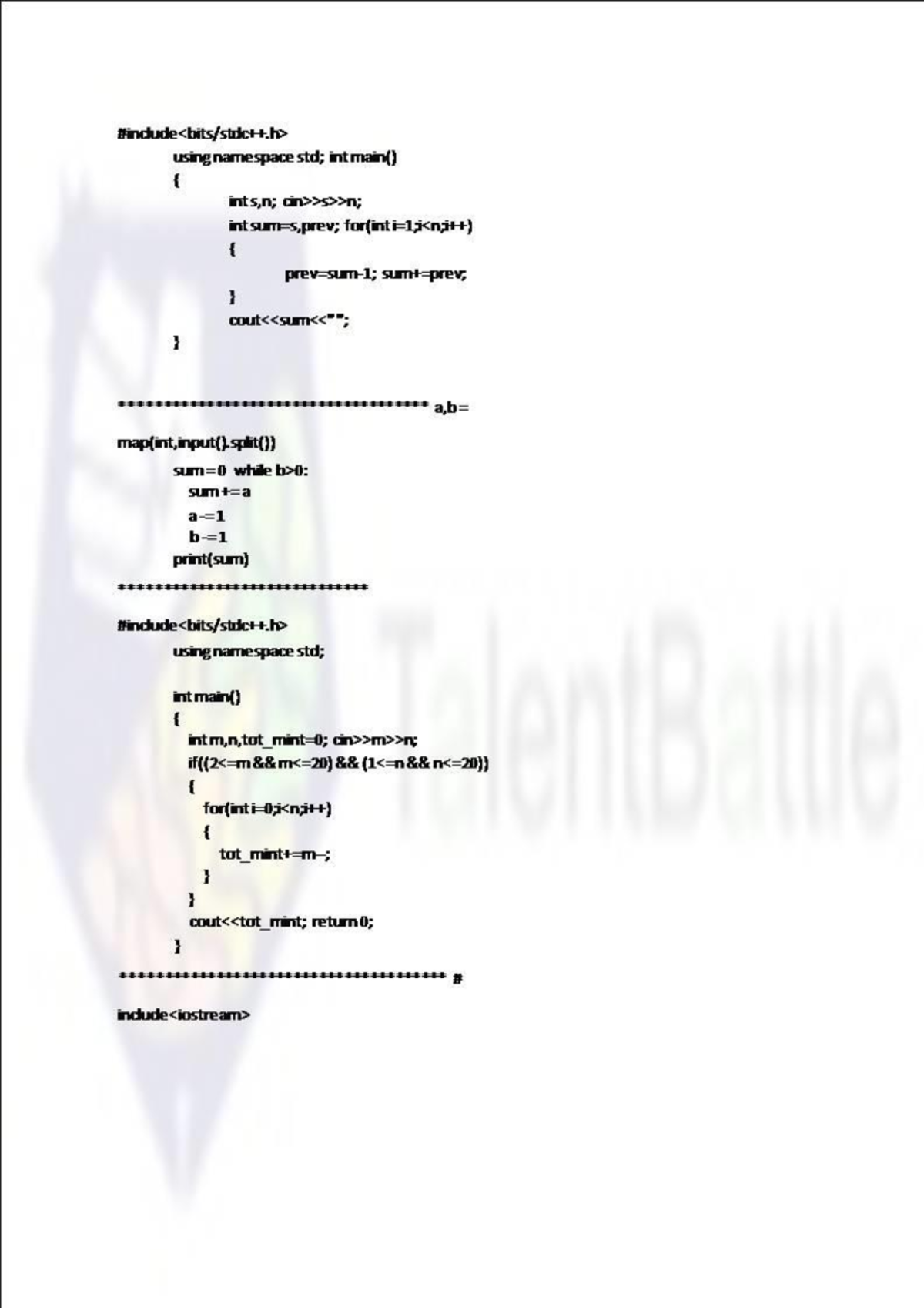 31 august session codes - #include using namespace std; int main ...