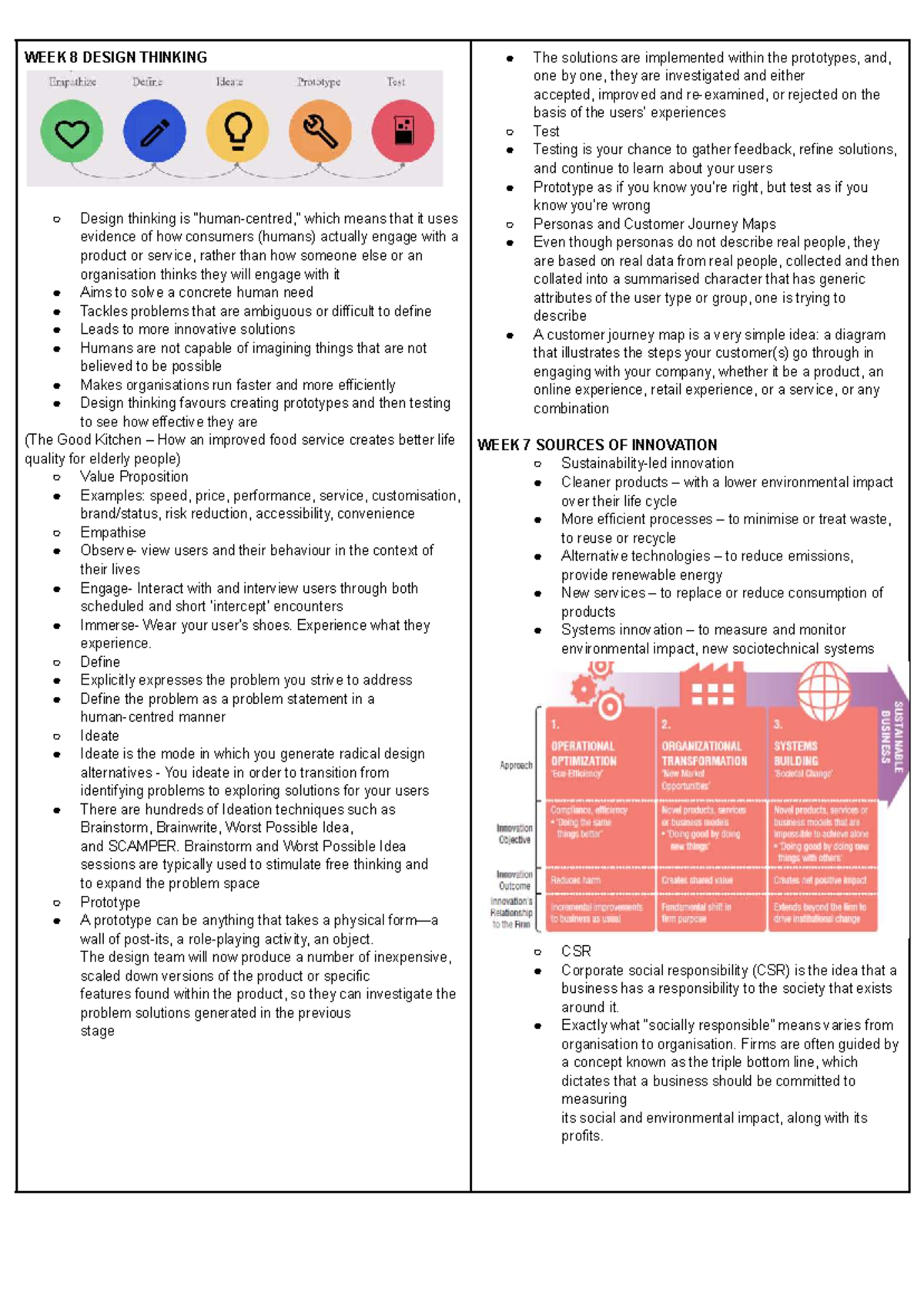MNGT1002 Week 8 Design Thinking & Innovation Summary Notes - Studocu