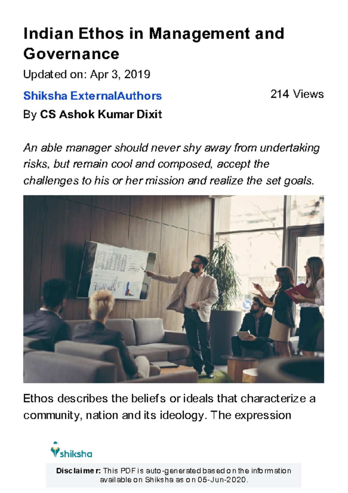 20317 - Indian ethos - Indian Ethos in Management and Governance ...