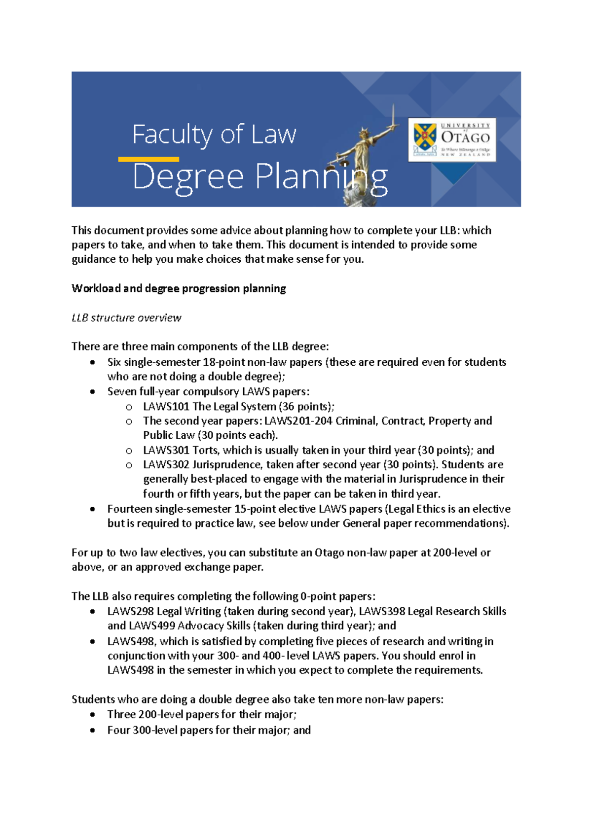 LLB Degree Planning Guide: Course Structure & Recommendations - Studocu