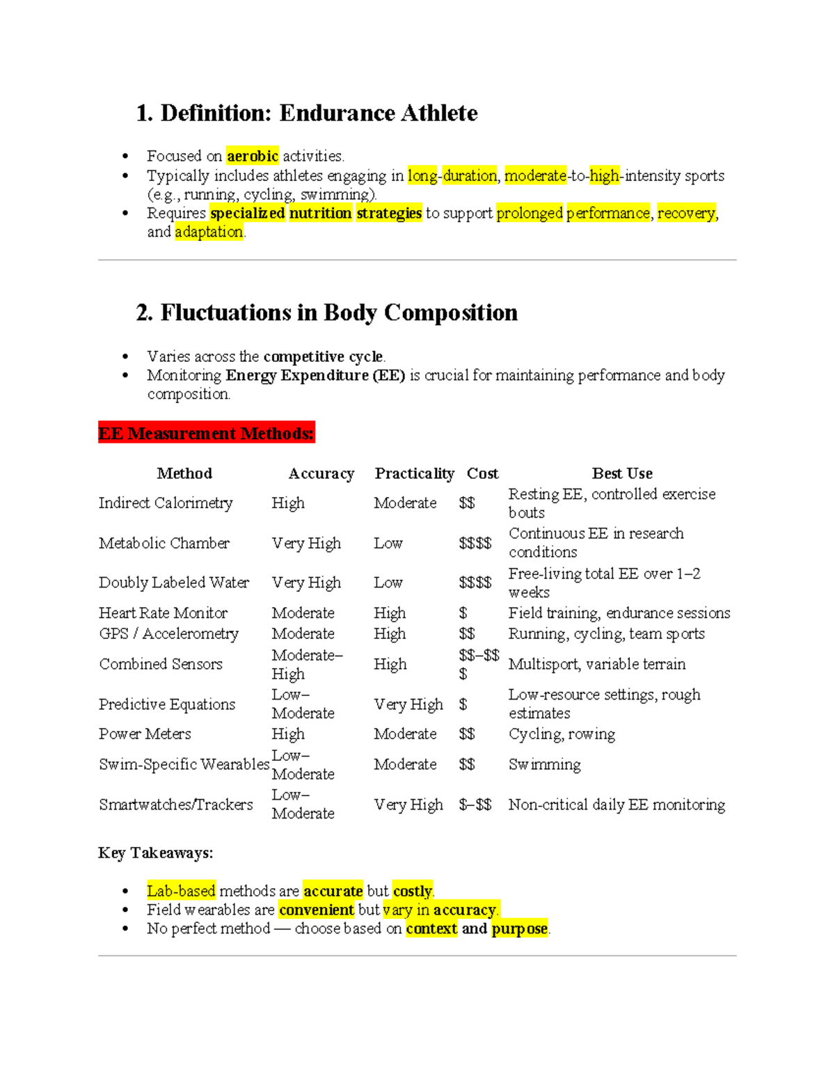 Week 8 - Nutrition & Hydration Strategies for Endurance Athletes - Studocu