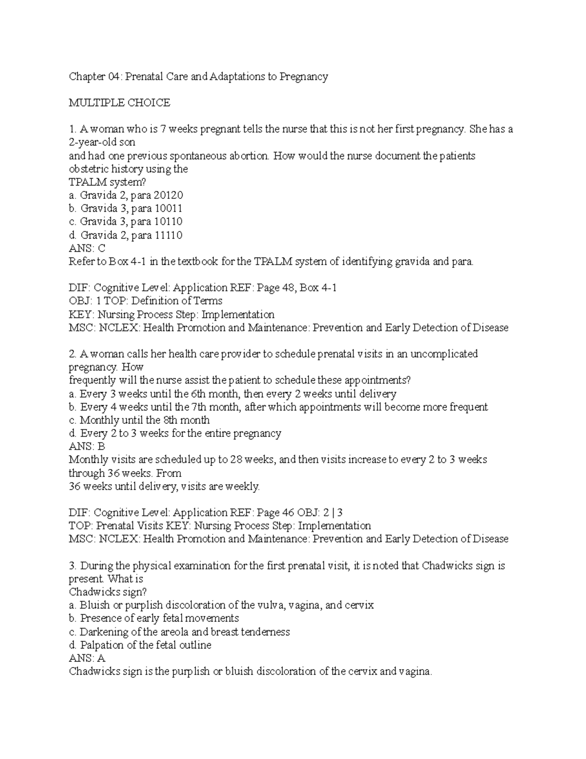 Chapter 04: Comprehensive Guide to Prenatal Care and Pregnancy ...