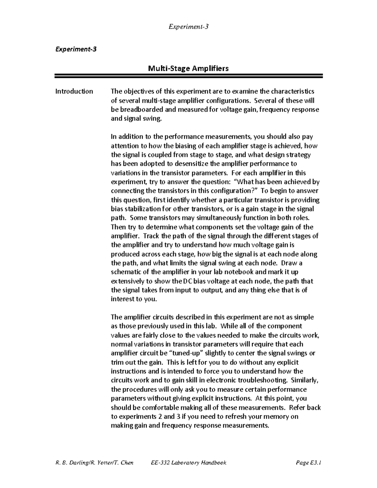 Lab3 - Lab3 - Experiment- Multi-Stage Amplifiers Introduction The ...