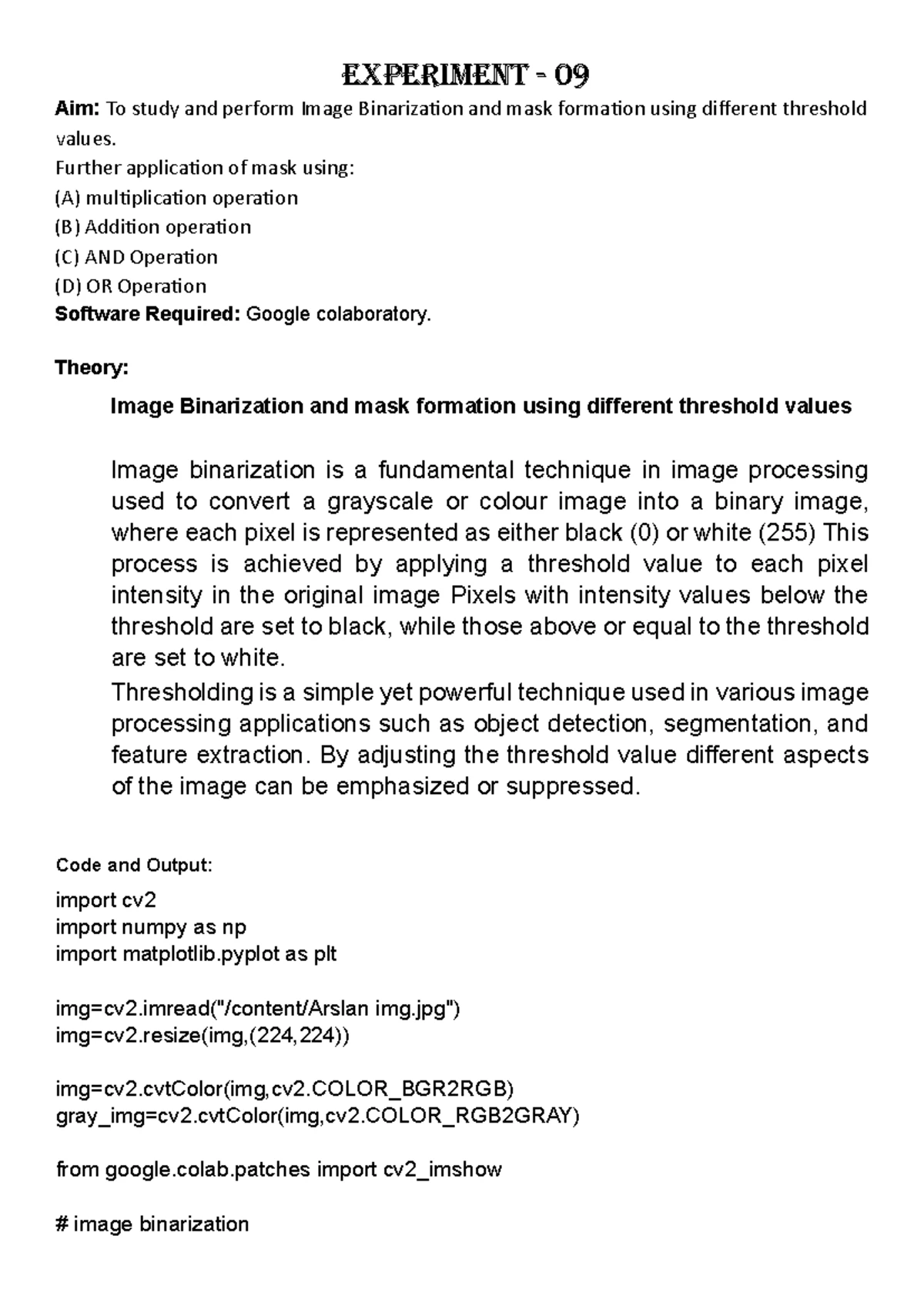 DIP Assignment 3: Image Processing Techniques for CSE 6th Sem - Studocu