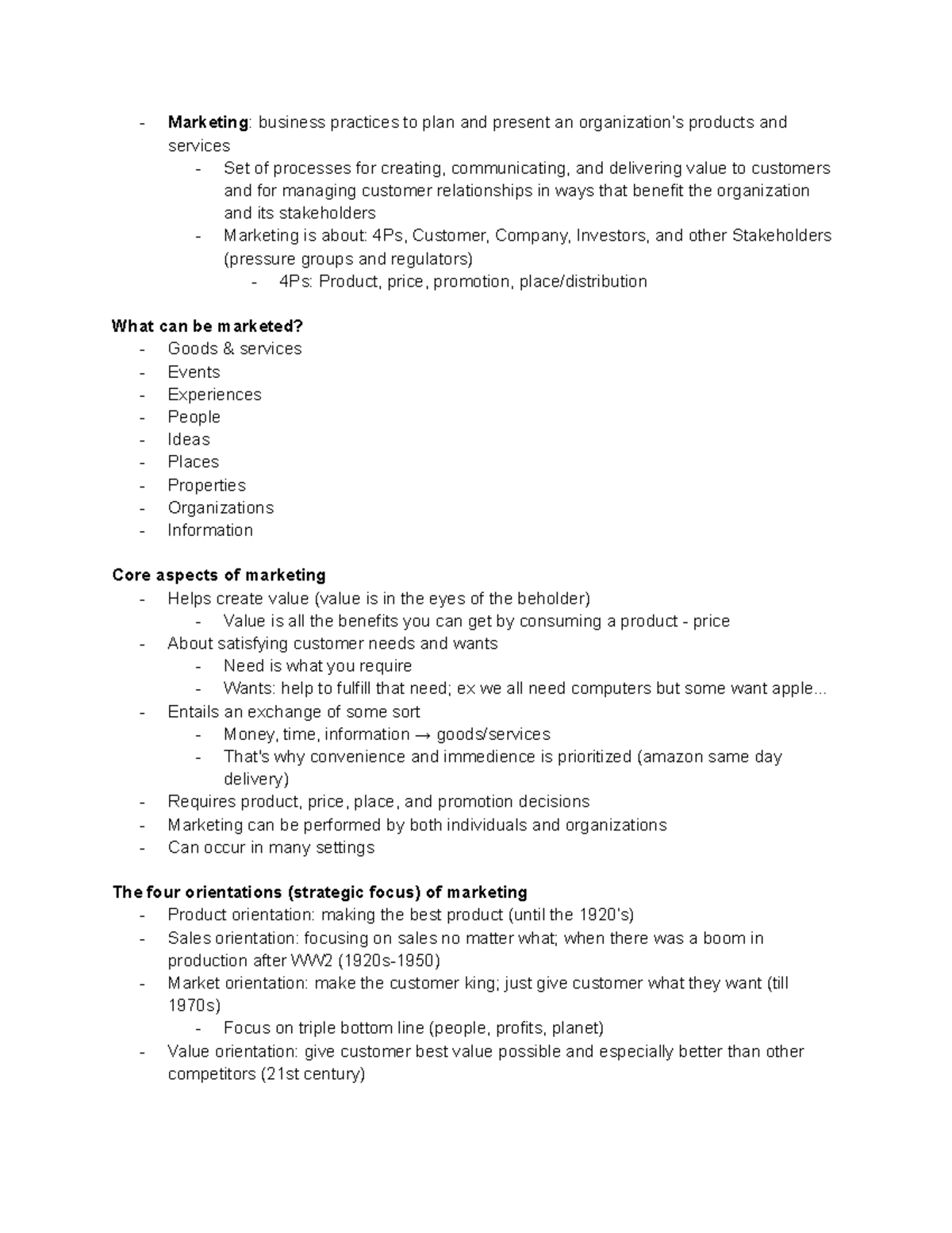 Marketing Strategies and Planning: Lecture 1 (MKT101) - Studocu