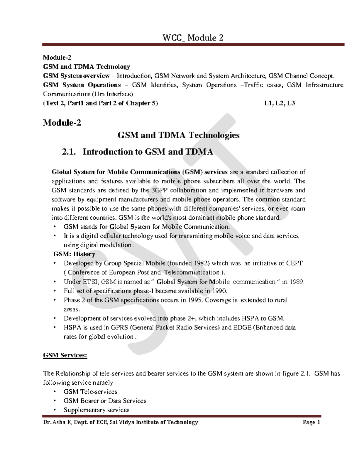 WCC_ Module 2 GSM and TDMA Technology Overview and Architecture Notes ...
