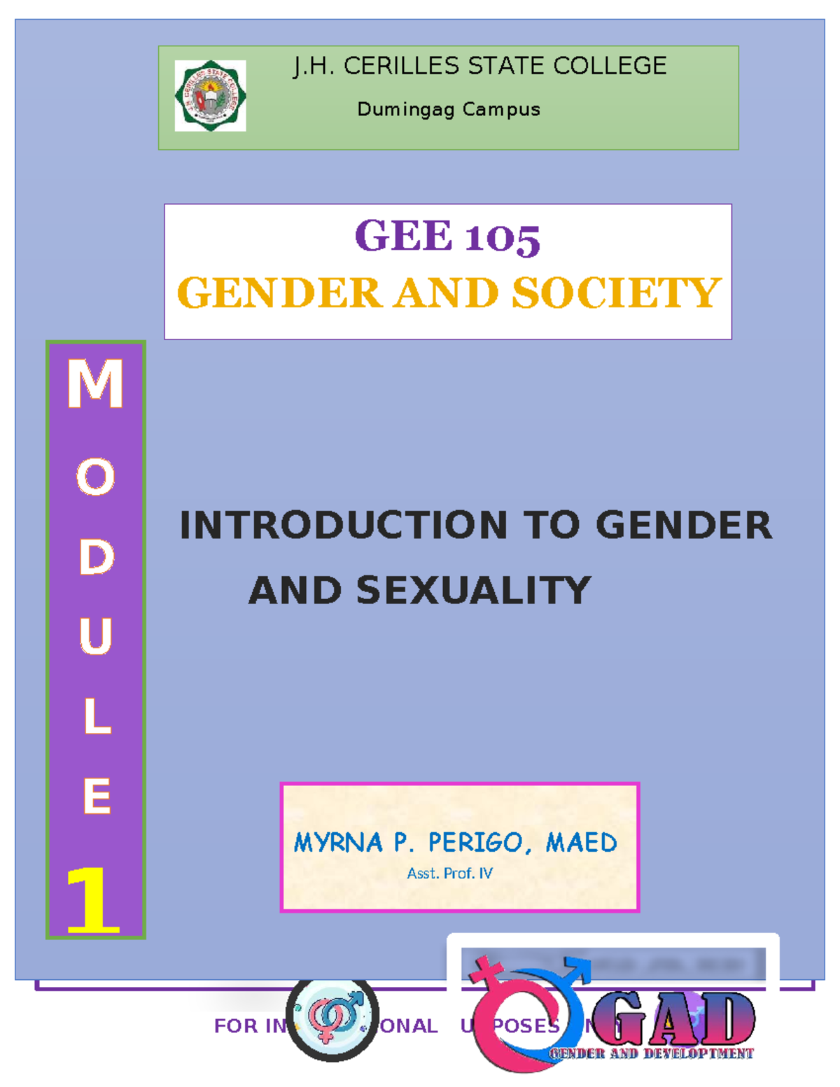 GEE 105 Module 1: Introduction to Gender and Sexuality Concepts - Studocu