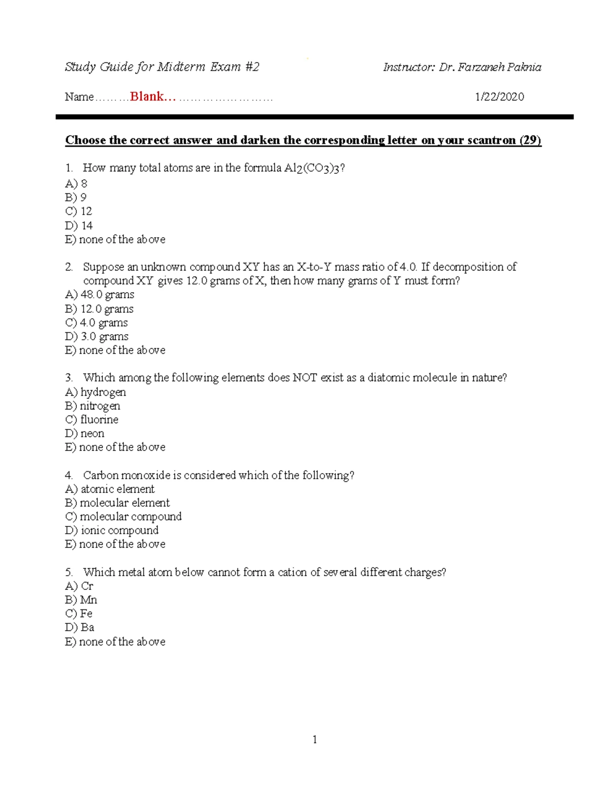 CHEM101L Lab 2 - Final Lab Worksheet for Scientific Method & Hypothesis ...