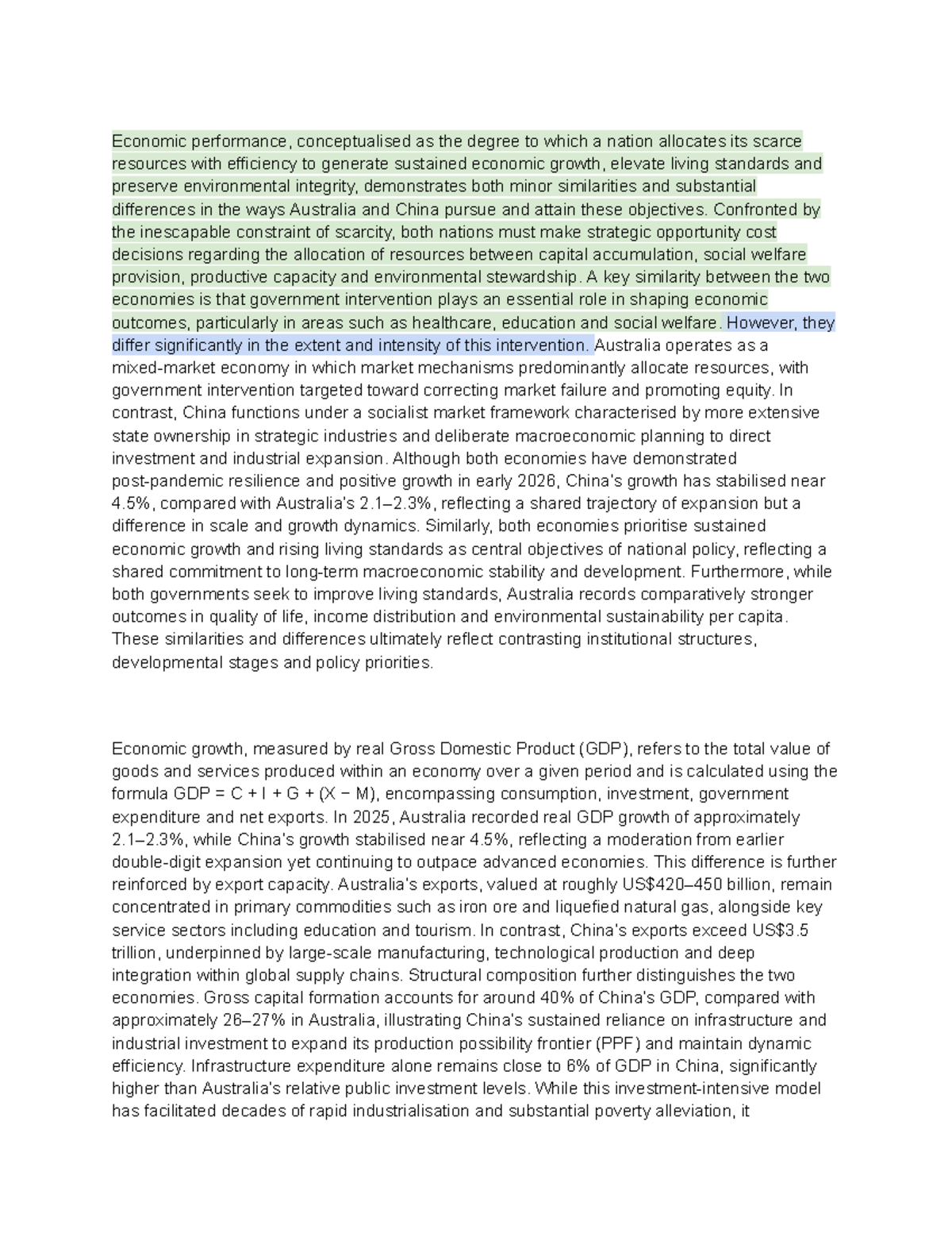 Economic Performance Comparison: Australia vs. China (ECO Essay) - Studocu