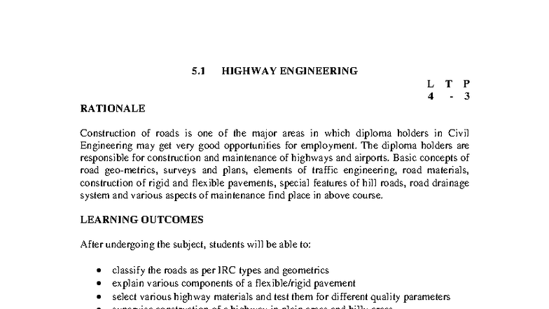 N5ac366148 c7b2 - Good notes - 5 HIGHWAY ENGINEERING L T P 4 - 3 ...