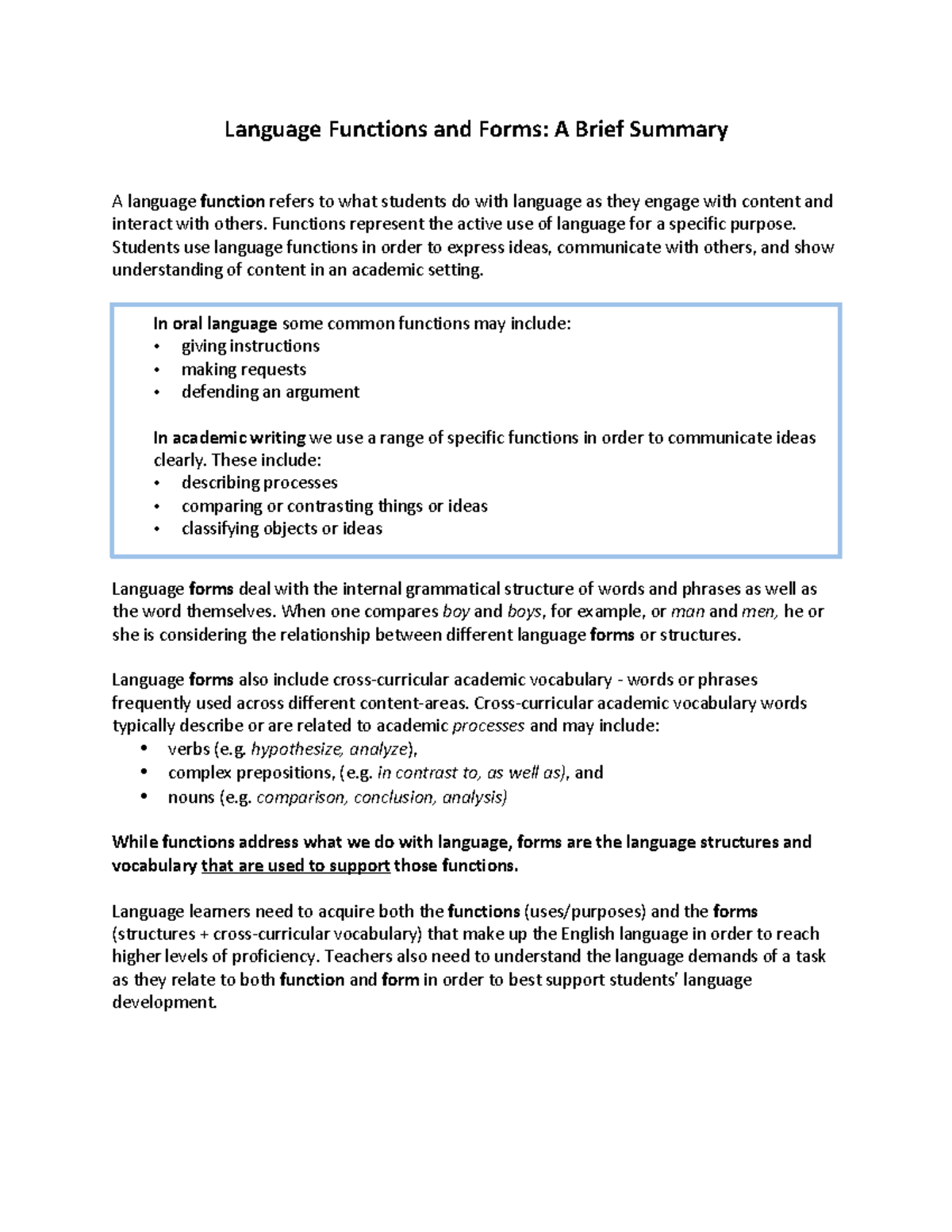 2. (Speaking) Language Forms Functions ...