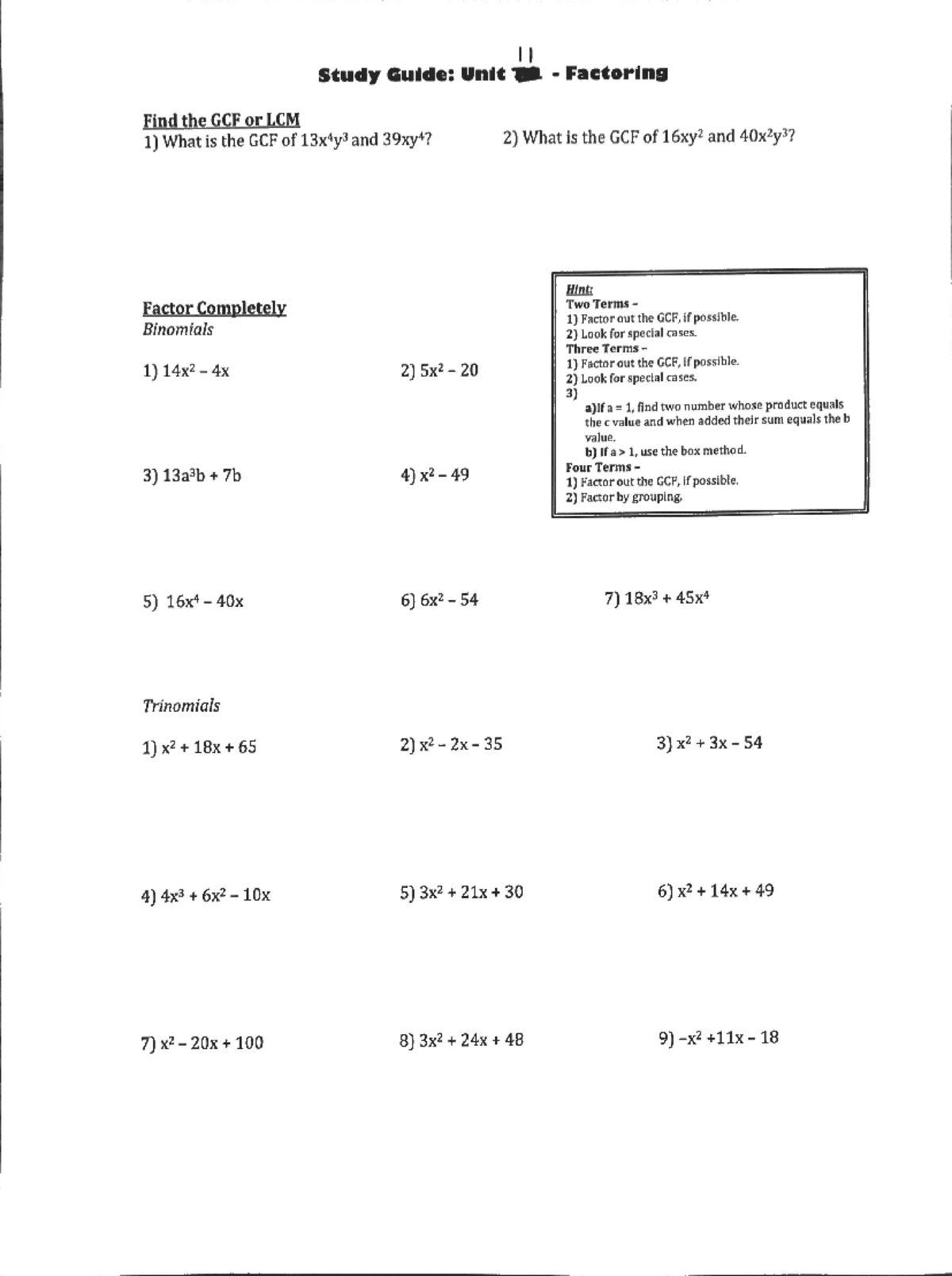 1B Unit 11 Review with Answer Key for Assessment - Studocu
